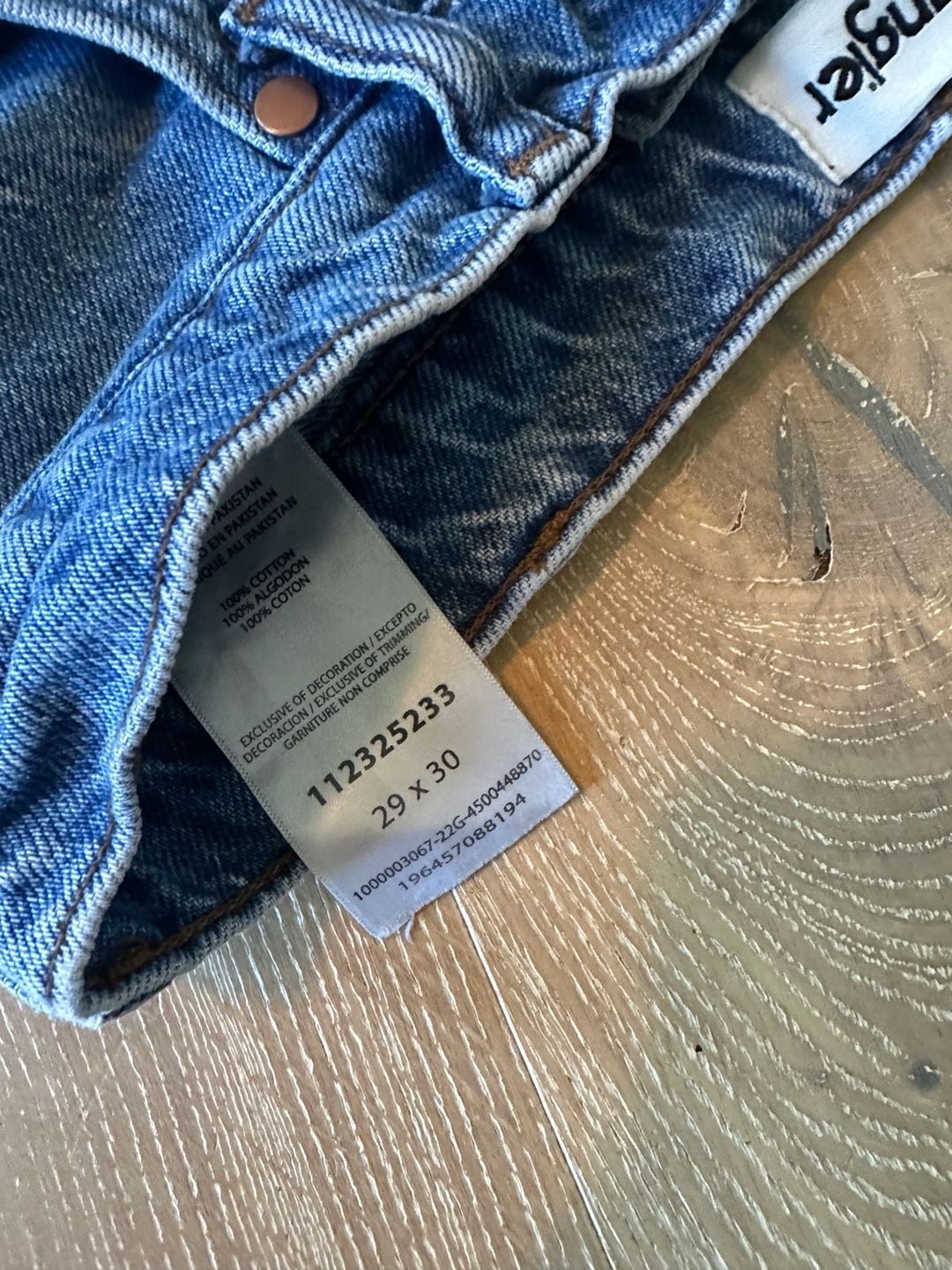 Wrangler Straight Jeans 29x30 Blue Denim Bleach Dyed 6