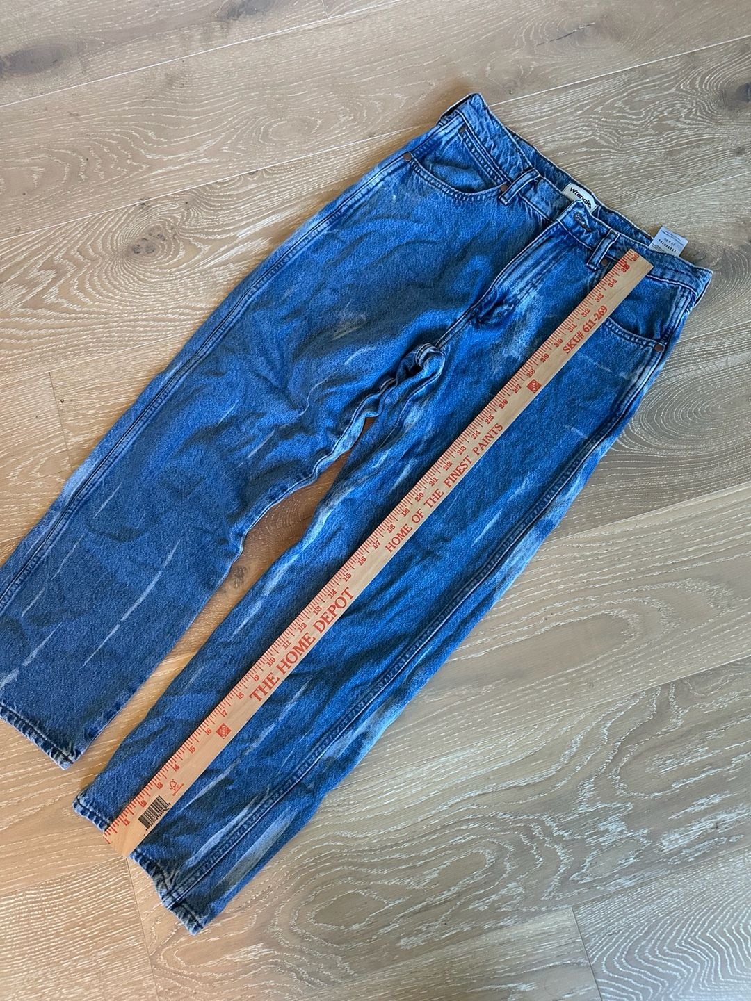 Wrangler Straight Jeans 29x30 Blue Denim Bleach Dyed 7