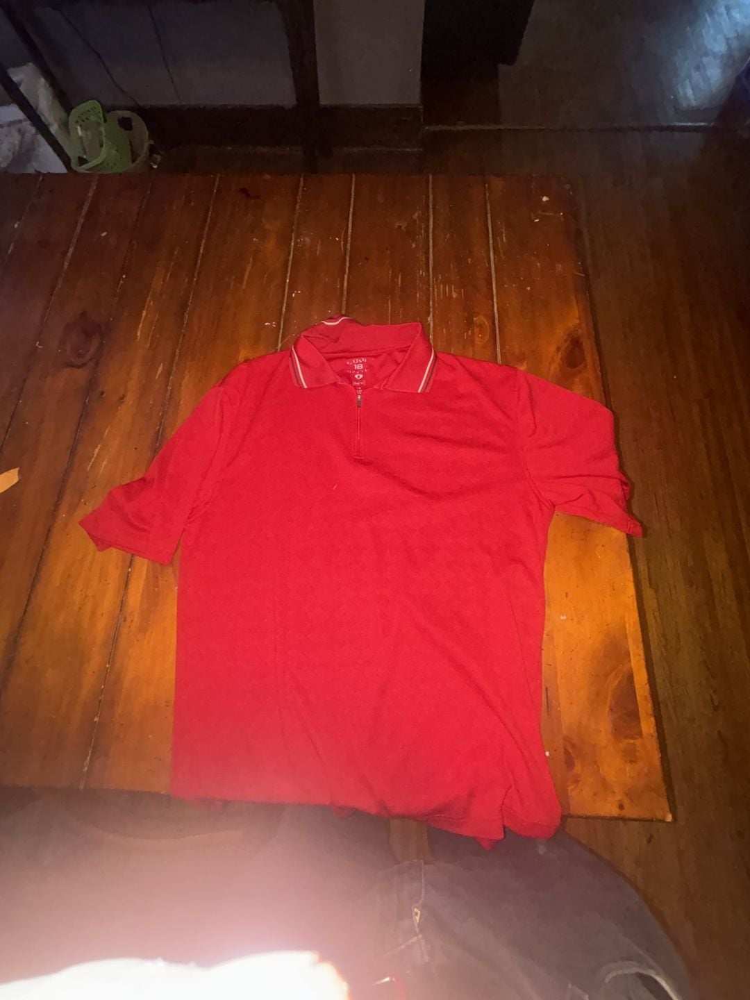 Haggar Cool 18 Pro Golf Shirt Size L Red Zip Polo 3