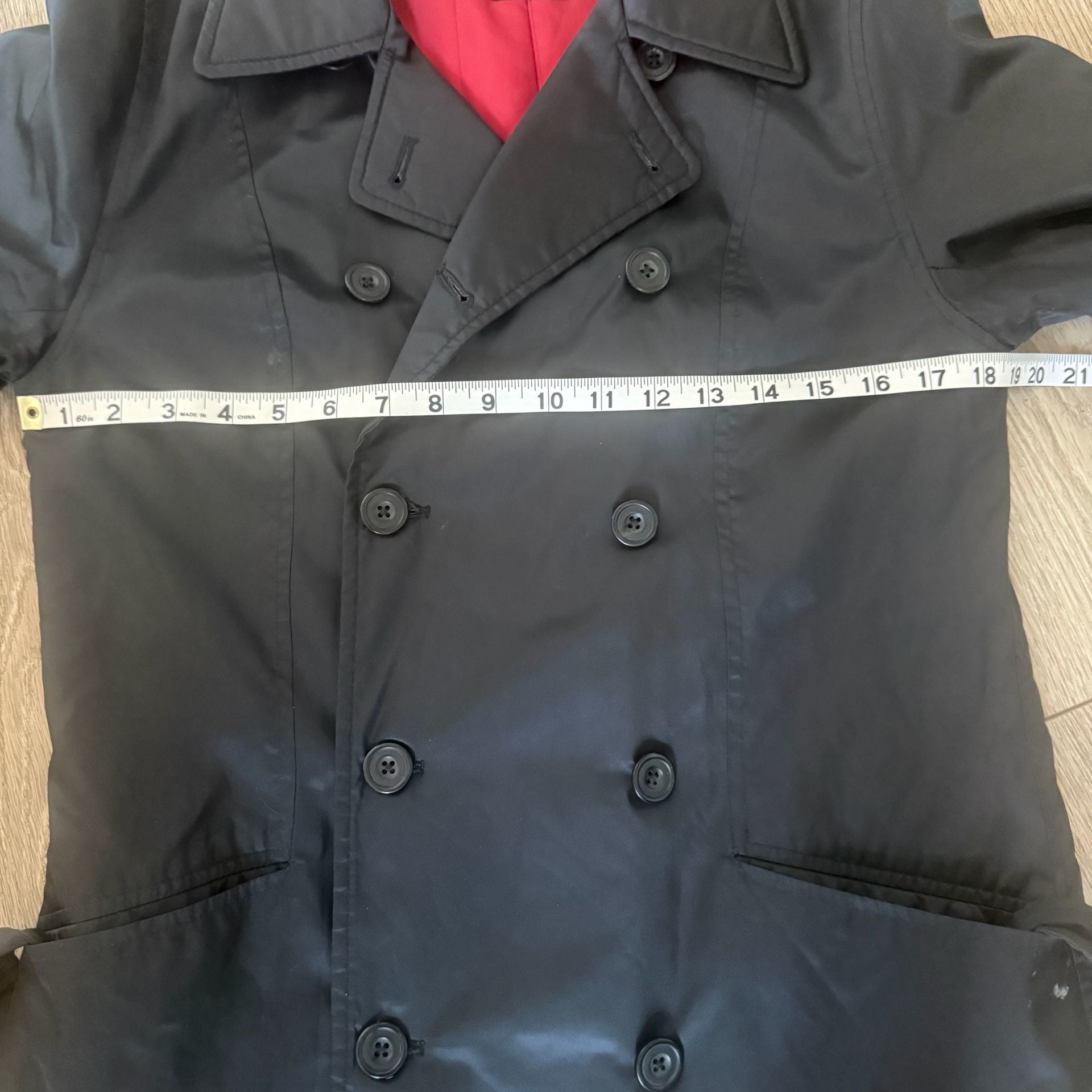 Faconnable Trench Coat Size S Black Double Breasted Jacket 5