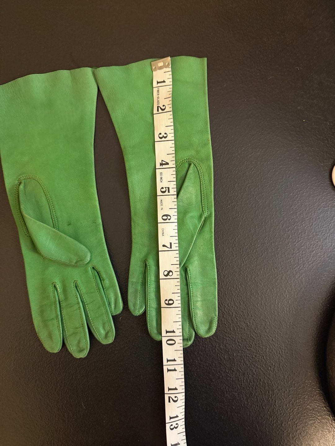 Vintage Green Leather Gloves 5