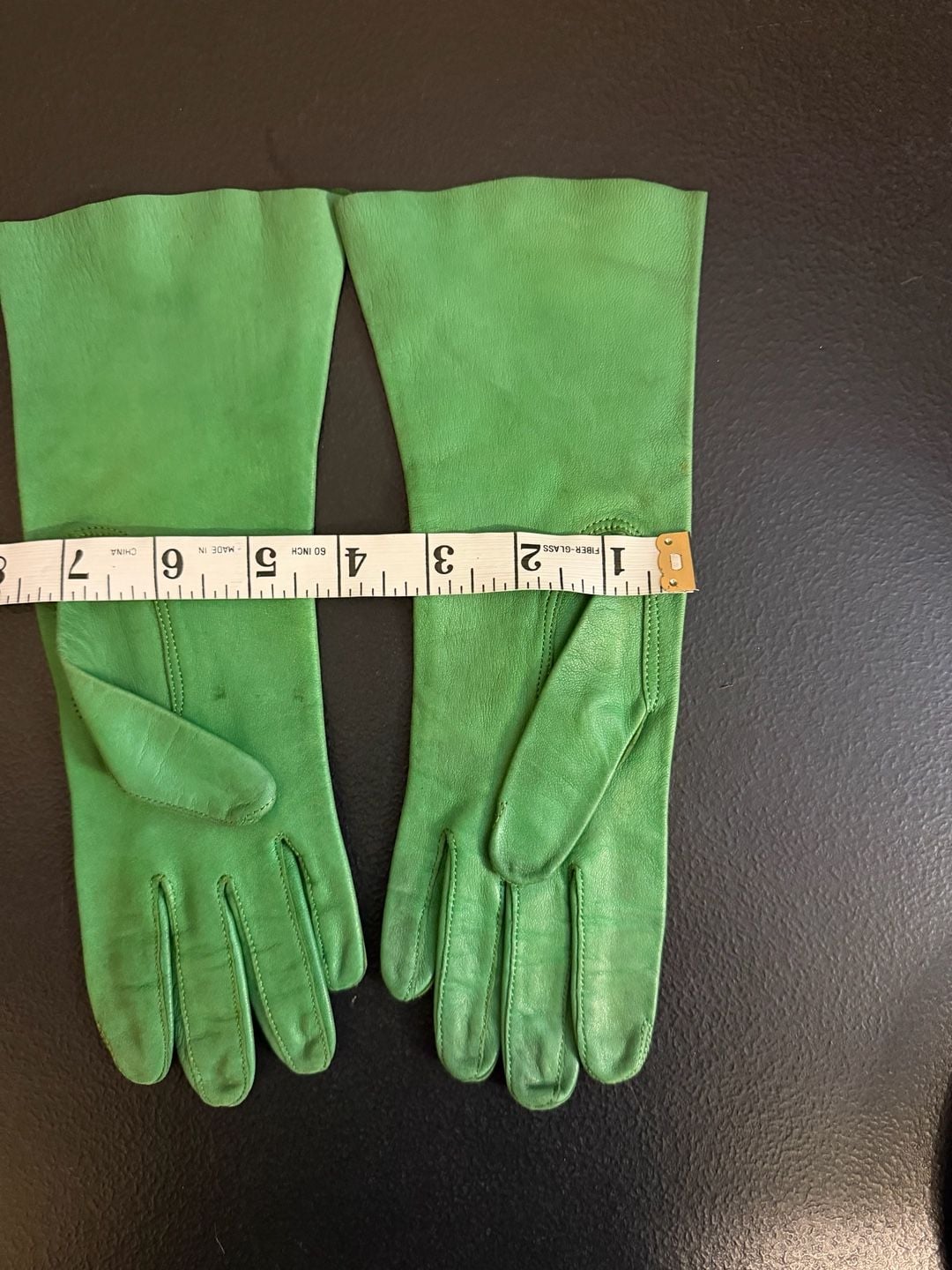 Vintage Green Leather Gloves 6
