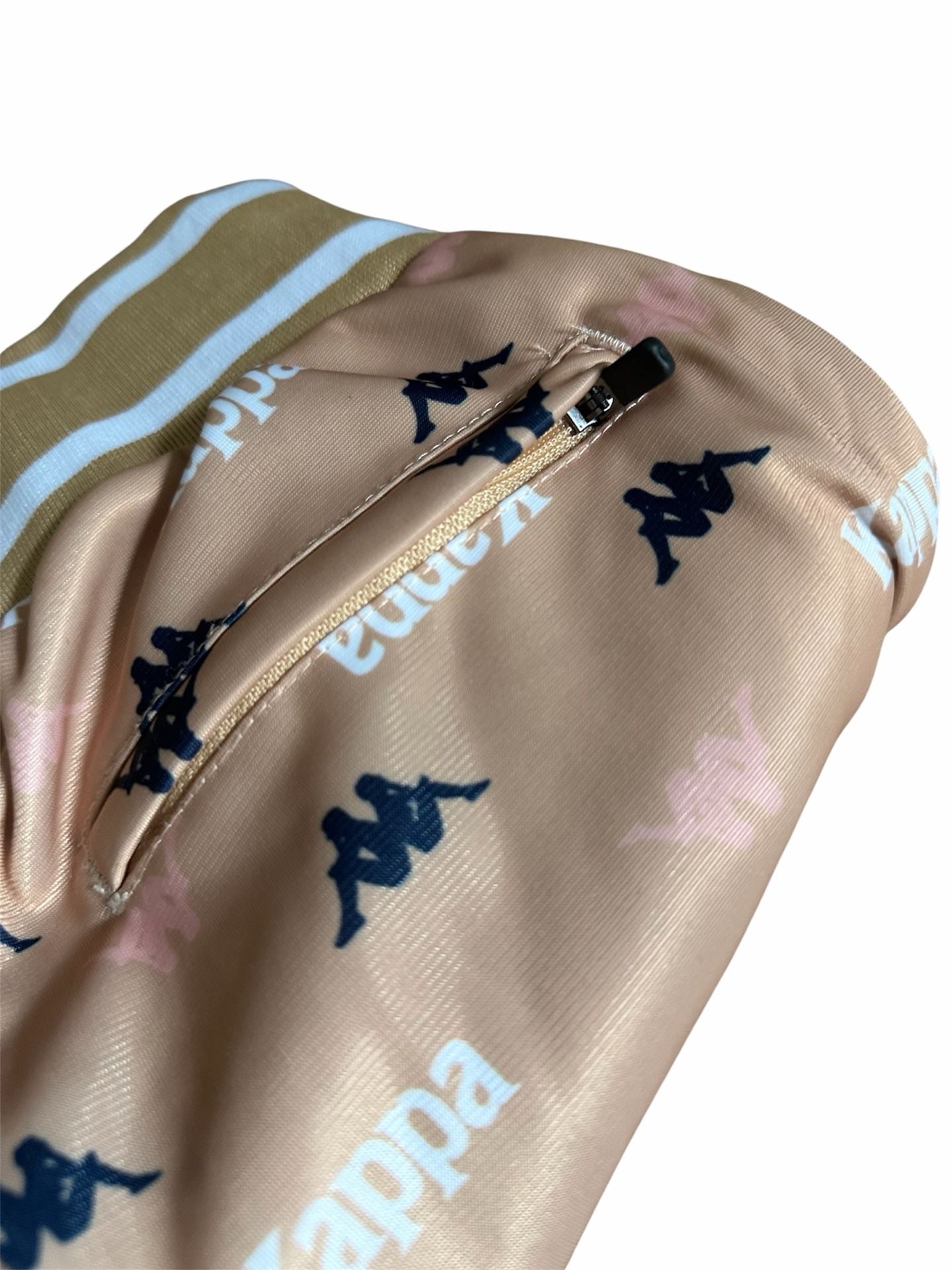 Kappa All Over Monogram Print Tracksuit Set Tan Beige Jacket M Pants S 7
