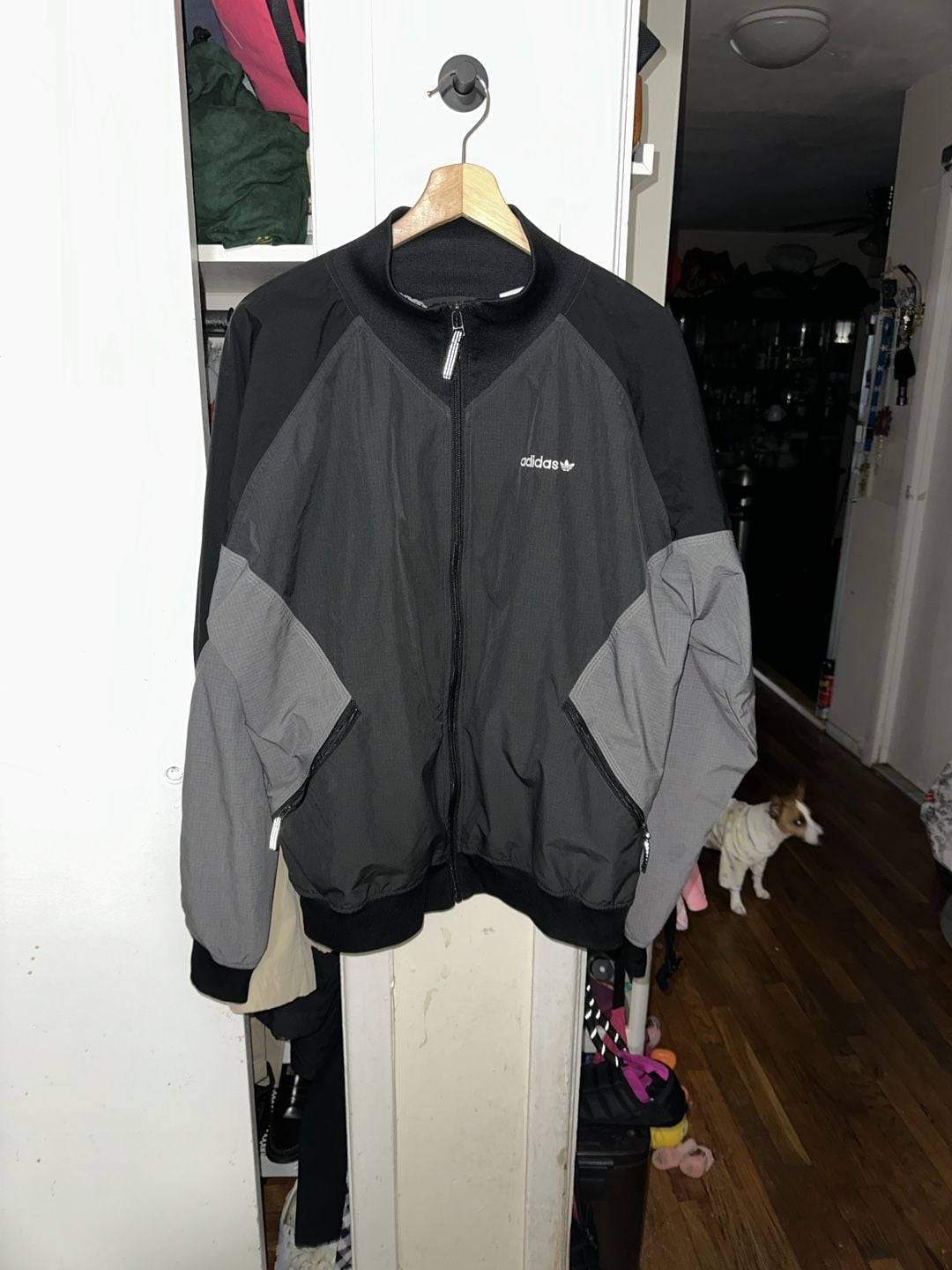 Adidas Originals Track Jacket Size M Black Gray Full Zip 2