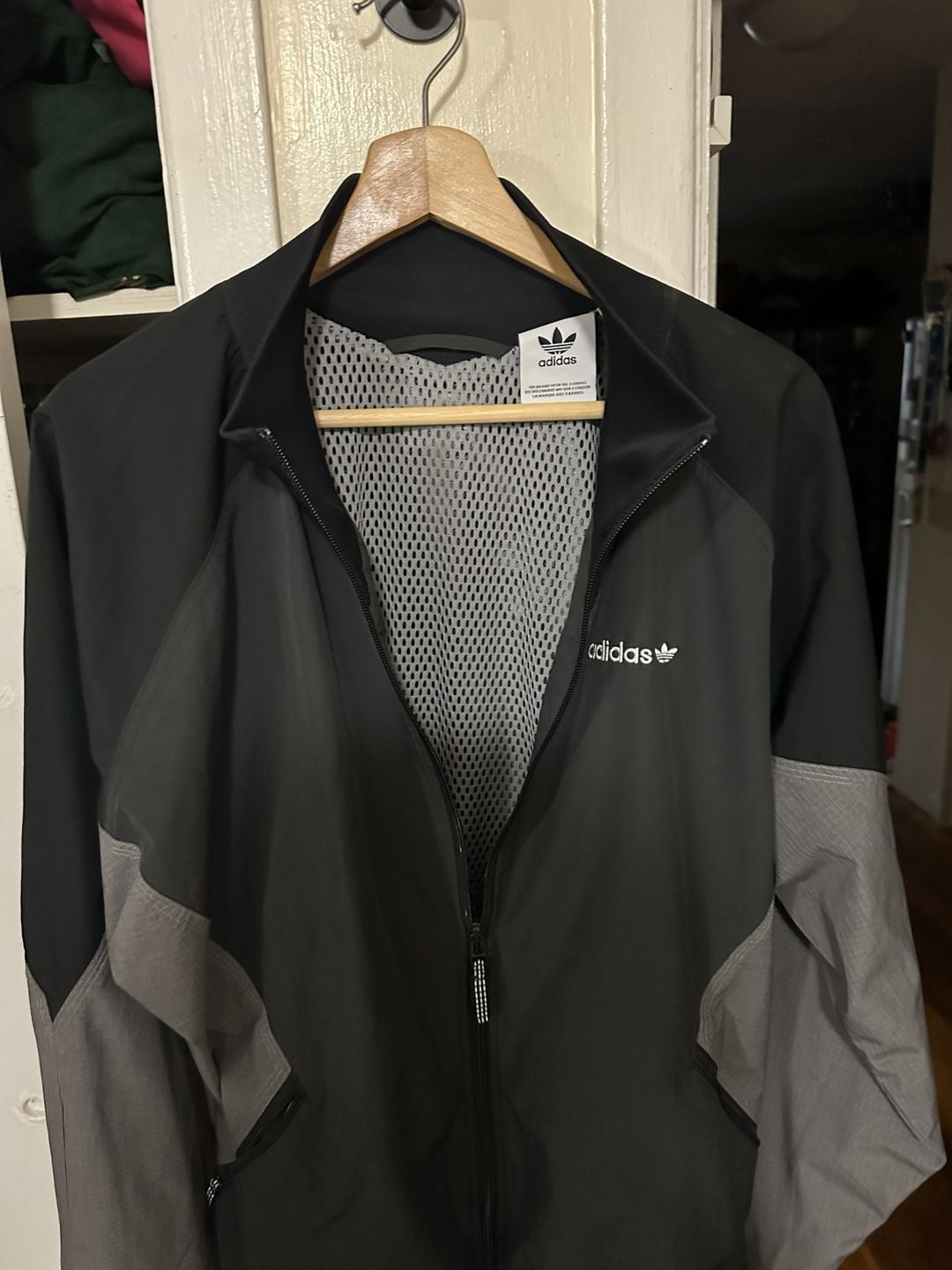 Adidas Originals Track Jacket Size M Black Gray Full Zip 3