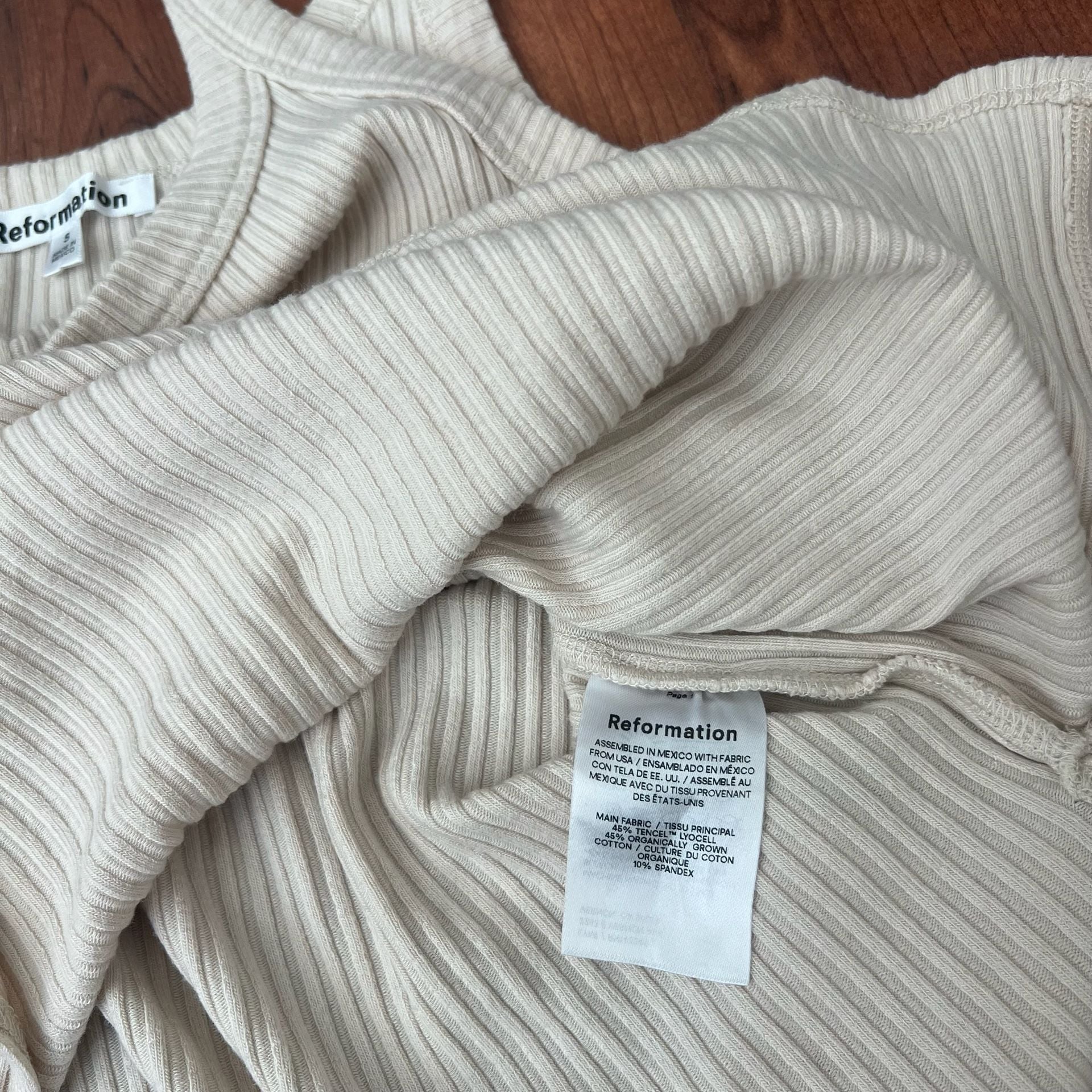 Reformation Ribbed Tank Top Size S Cream Tencel Cotton 4
