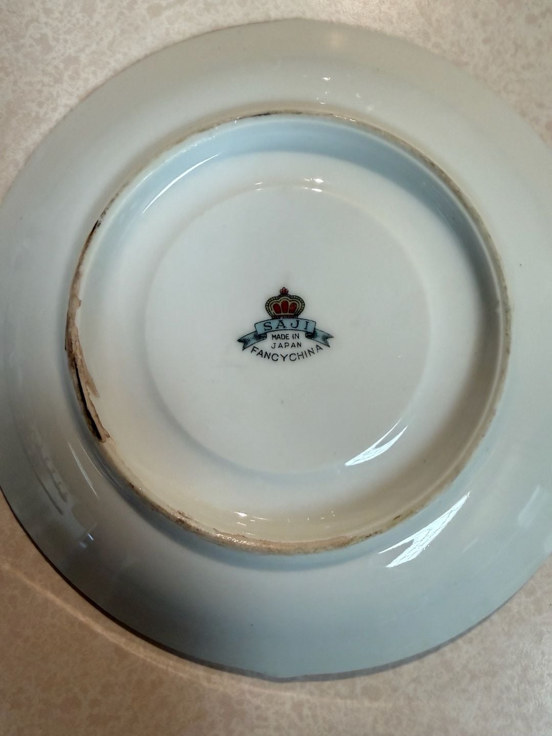 Vintage Porcelain Saucer Gold Gilt Burgundy Mottled Design 2