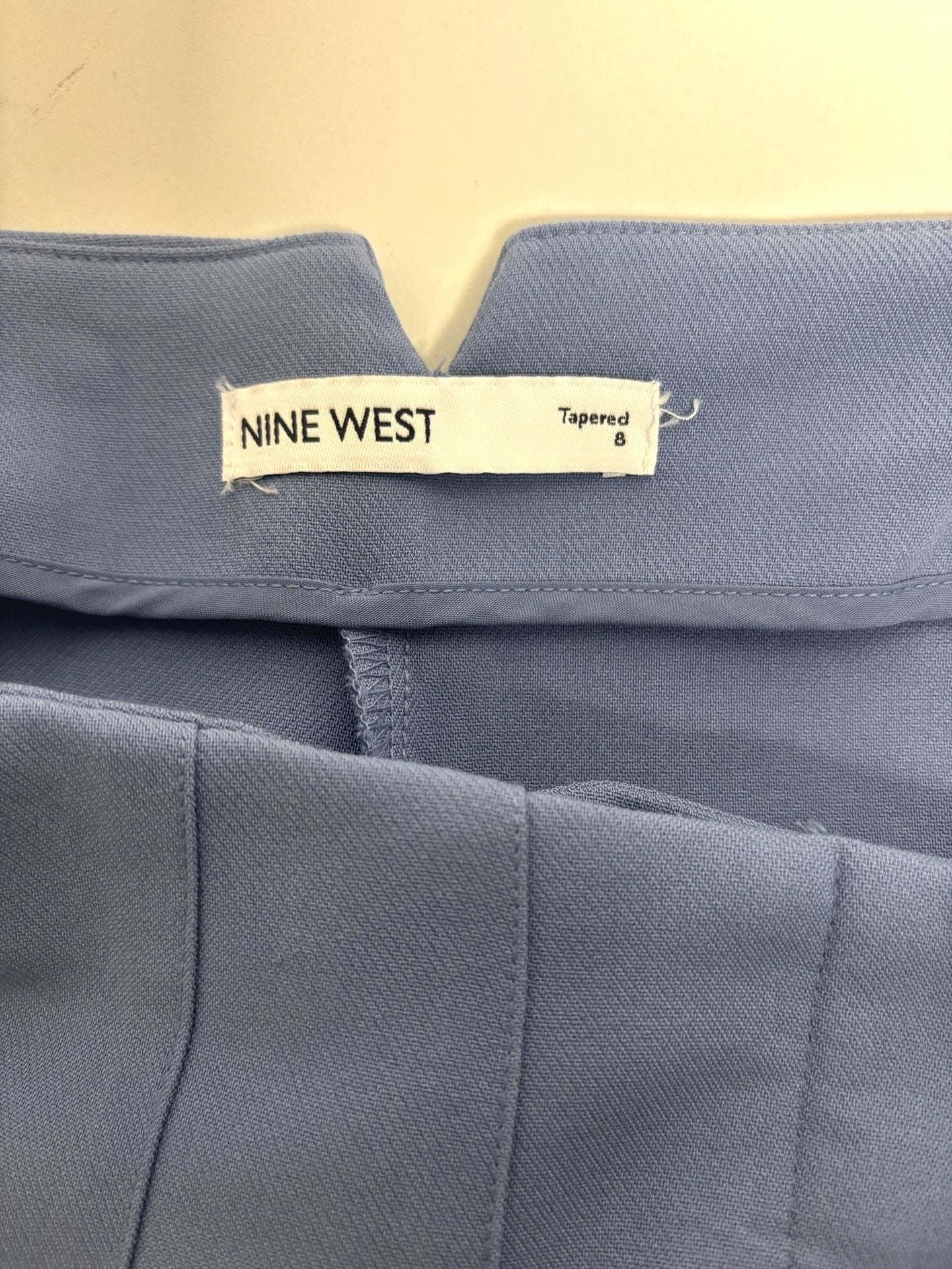 Nine West Tapered Pants Size 8 Blue Polyester Blend 3