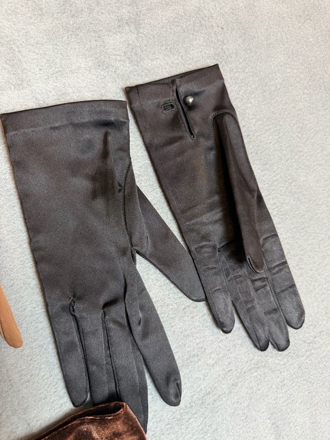 Vintage Glove Bundle Satin Velvet Lot of 3 Pairs 9