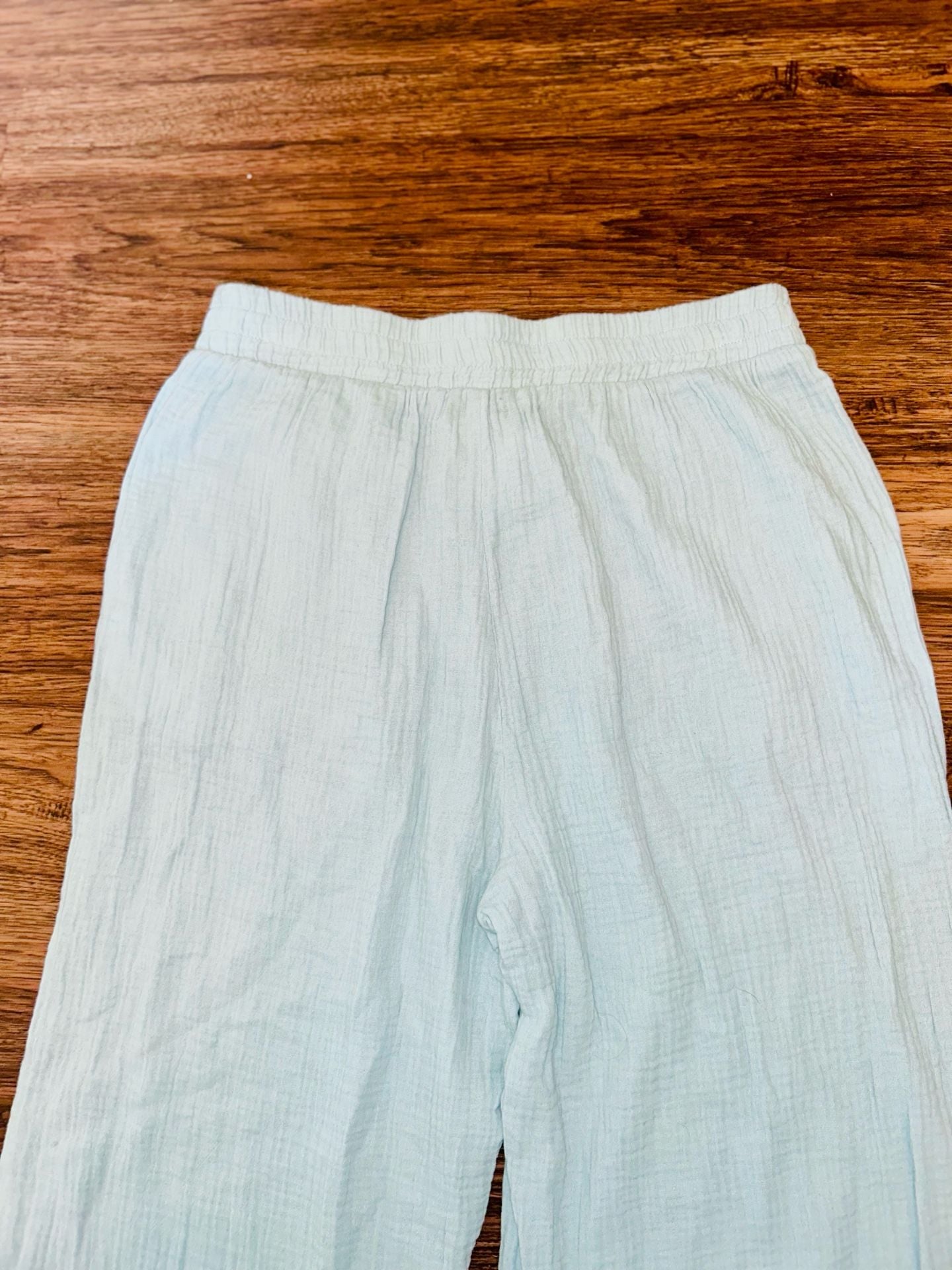 DKNY Pants Light Blue Gauze Wide Leg Elastic Waist 7