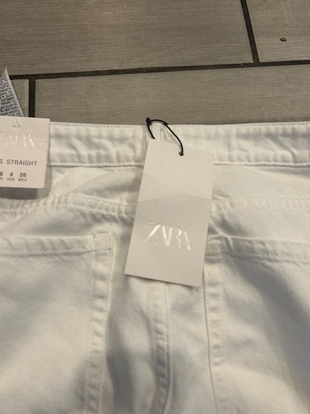 Zara 90'S Straight Jeans Size 4 26 White Denim 3