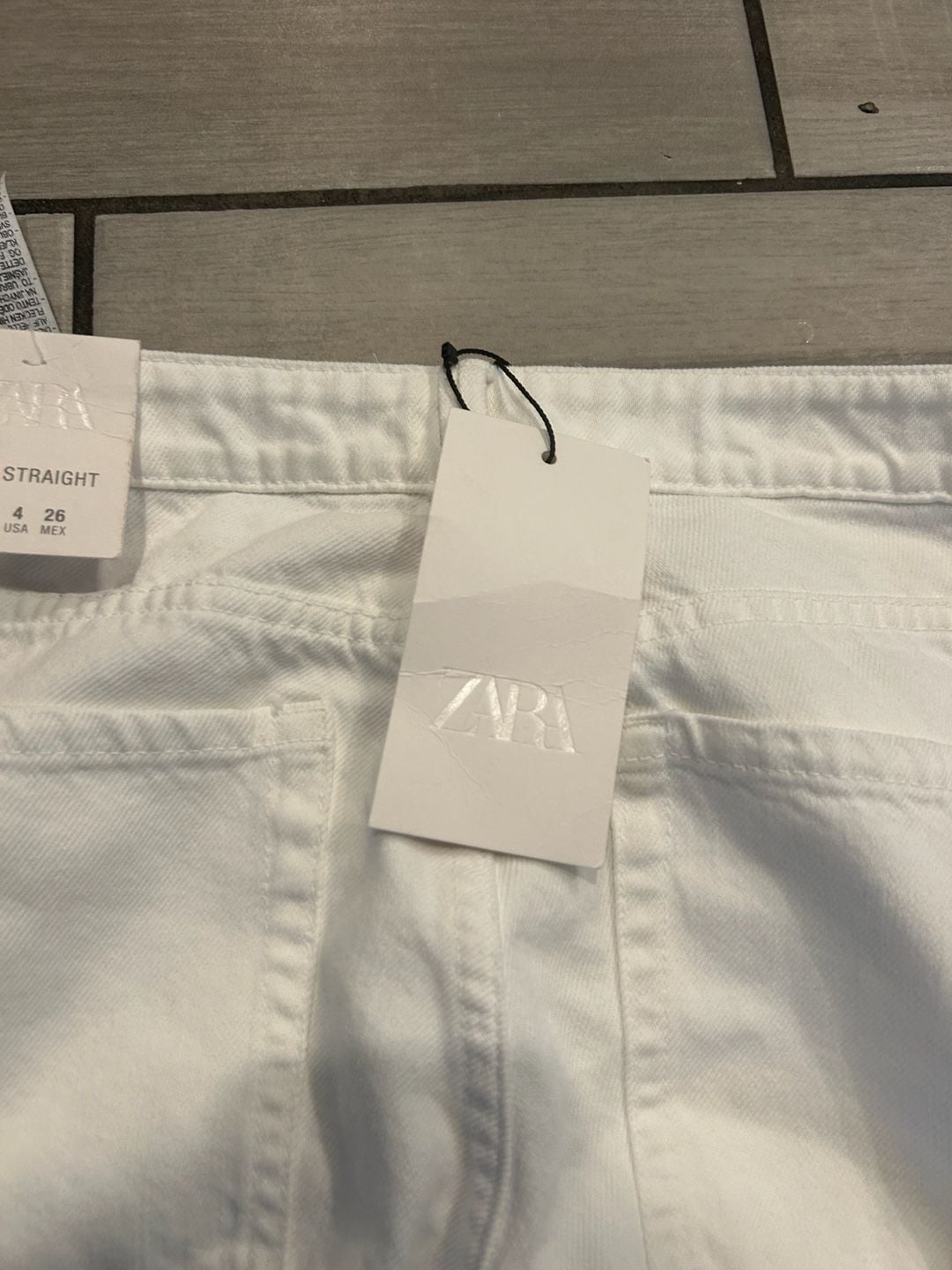 Zara 90'S Straight Jeans Size 4 26 White Denim 4