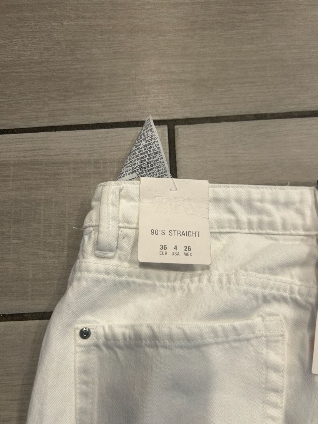 Zara 90'S Straight Jeans Size 4 26 White Denim 5