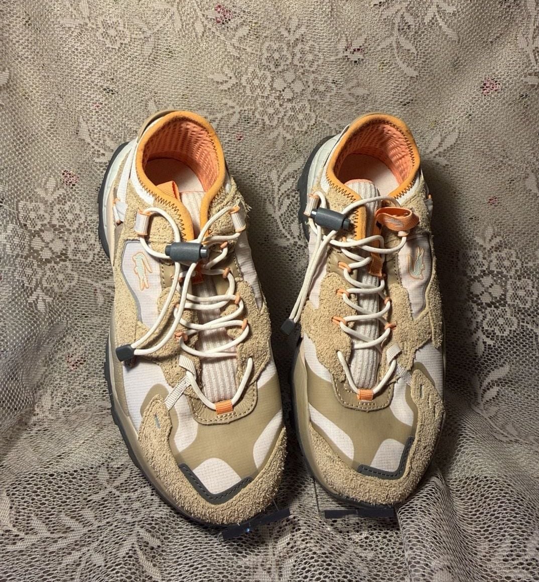 LUS 4 Lacoste L-Guard Breaker Sneakers Size 9 Beige Orange 2