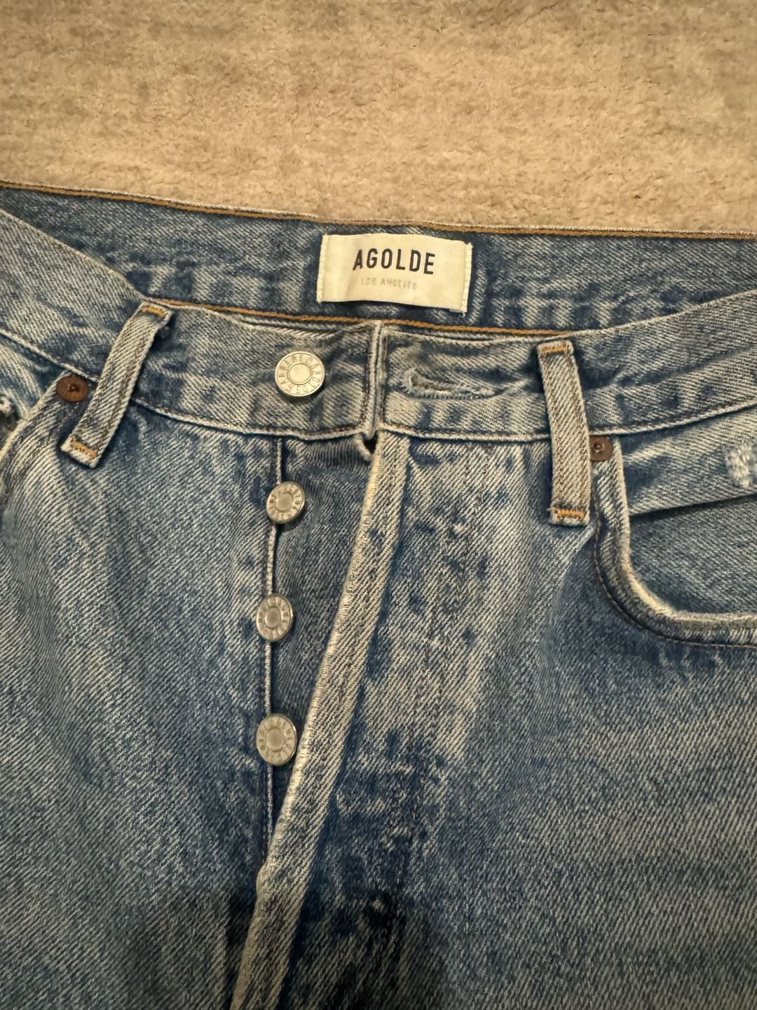 Agolde Distressed Straight Leg Jeans Size 28x29 Blue Denim 3