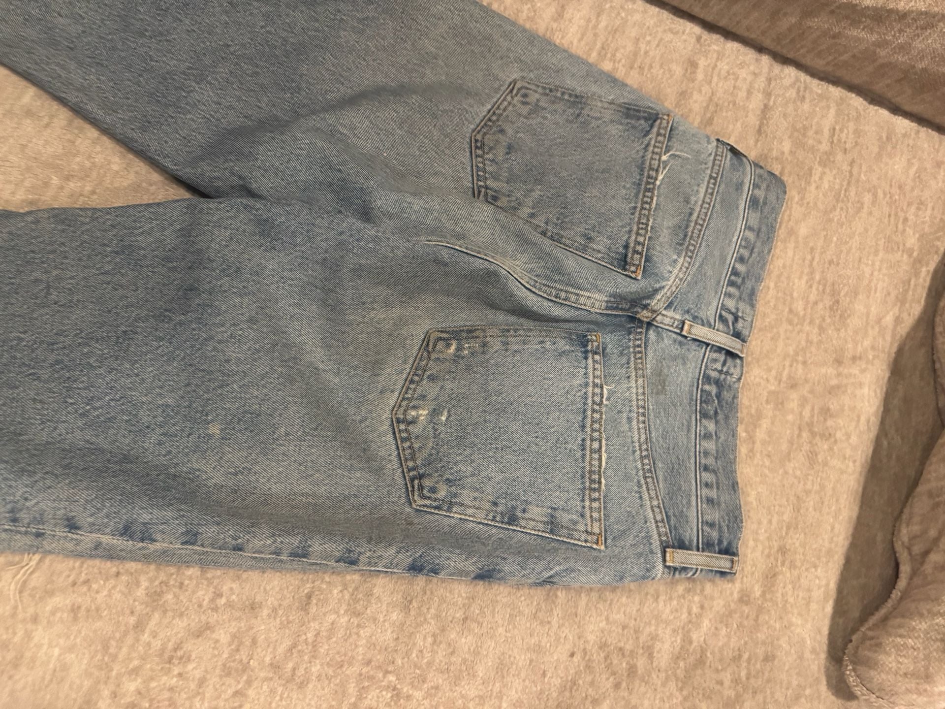 Agolde Distressed Straight Leg Jeans Size 28x29 Blue Denim 9