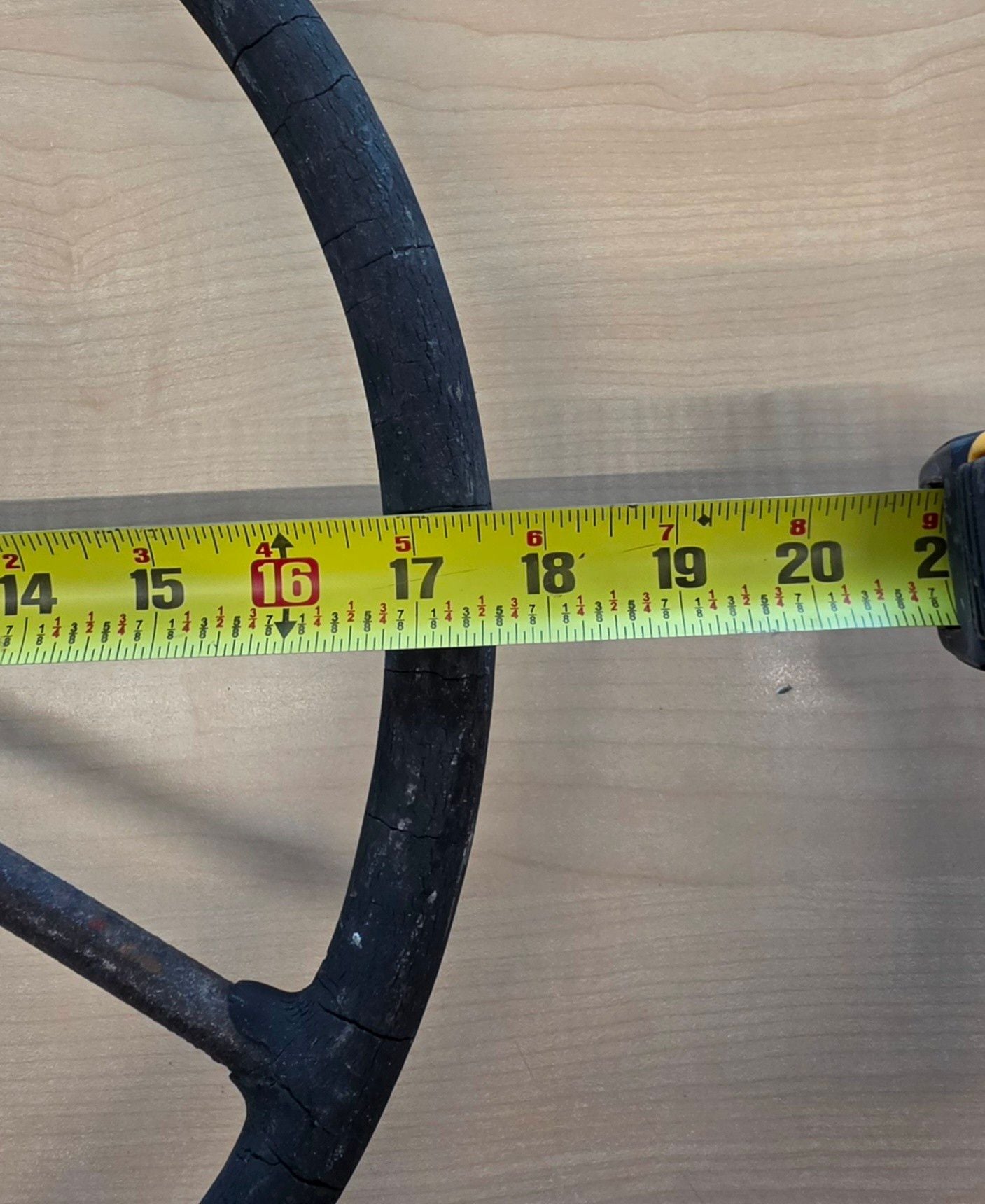 Vintage 3-Spoke Steering Wheel Industrial Metal Rubber 549 3