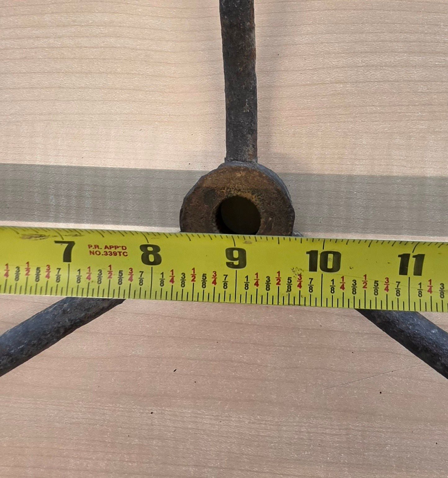 Vintage 3-Spoke Steering Wheel Industrial Metal Rubber 549 4