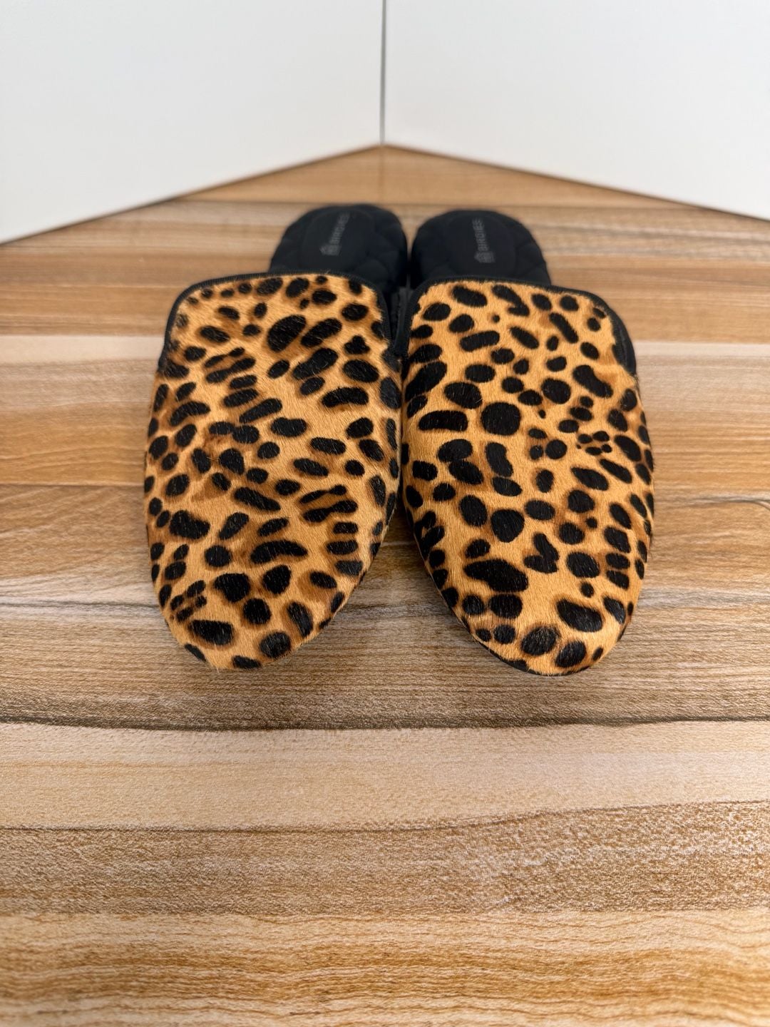Birdies Slippers Leopard Print Calf Hair Mule Shoes 2