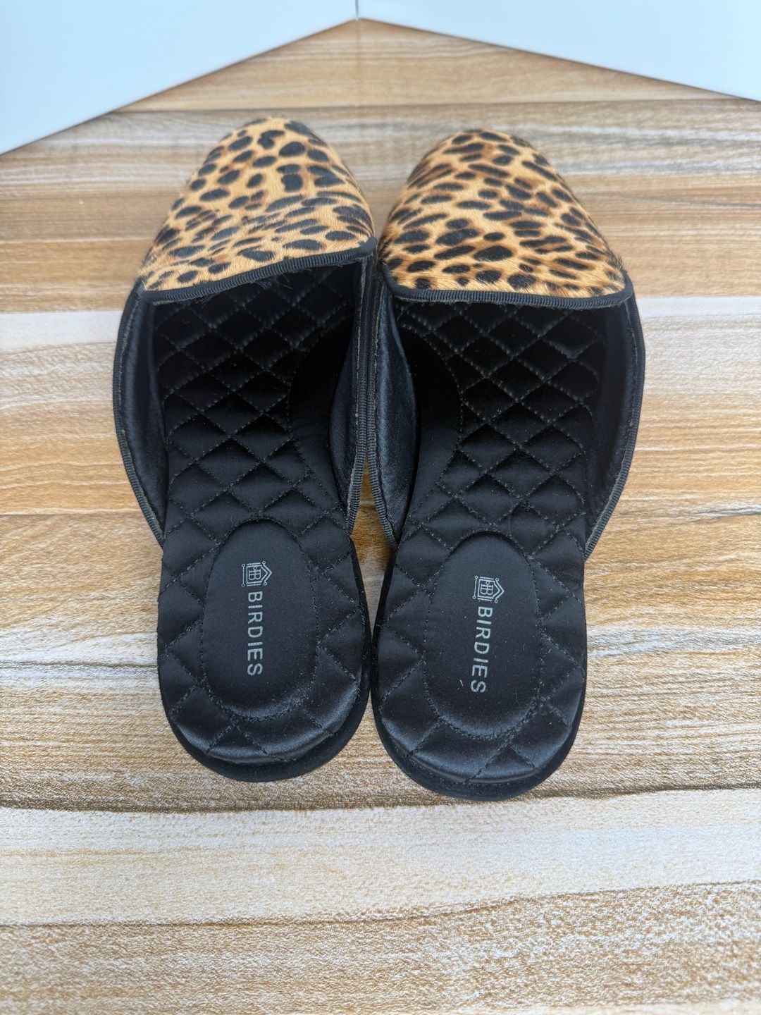 Birdies Slippers Leopard Print Calf Hair Mule Shoes 3
