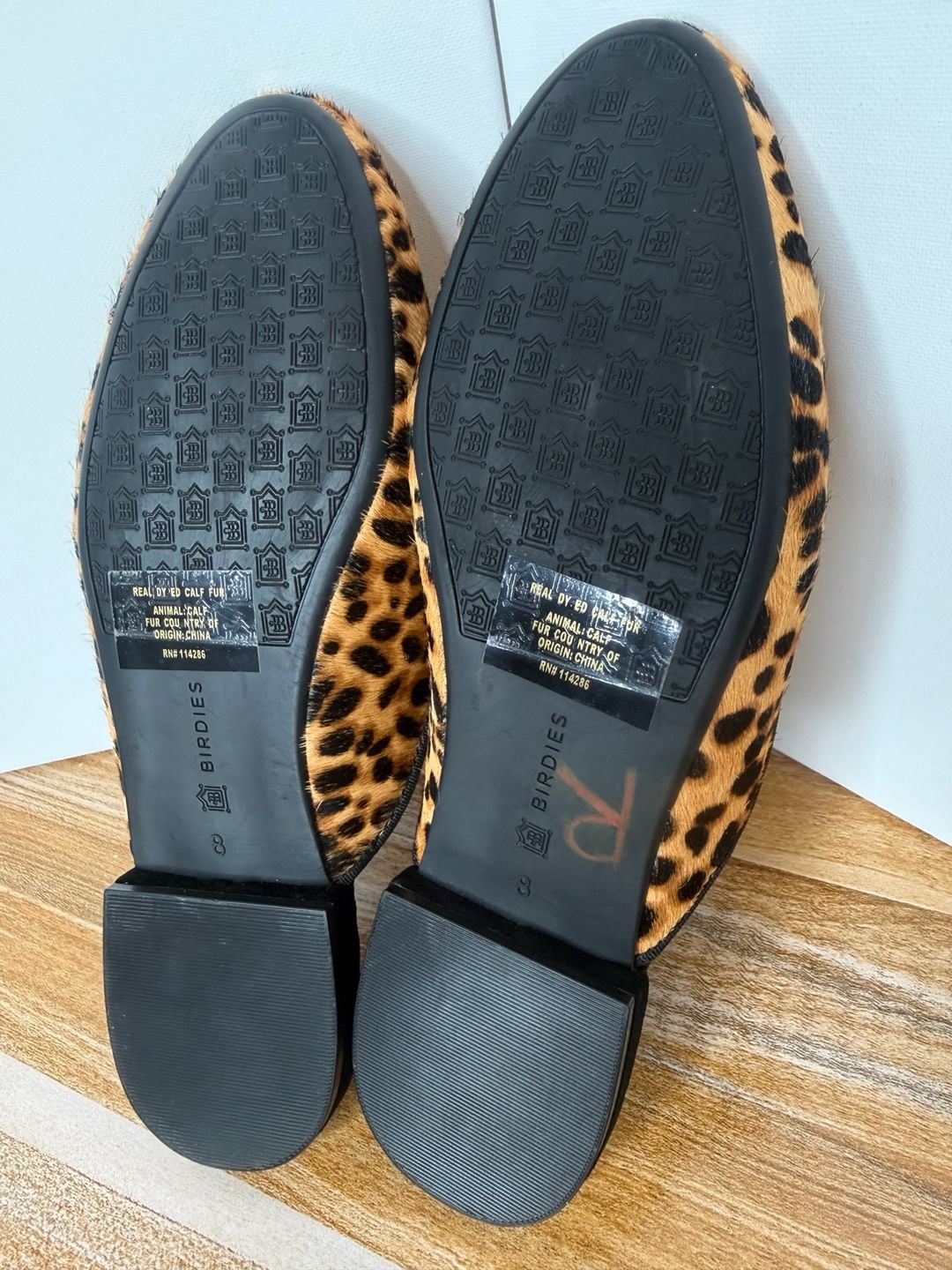 Birdies Slippers Leopard Print Calf Hair Mule Shoes 5