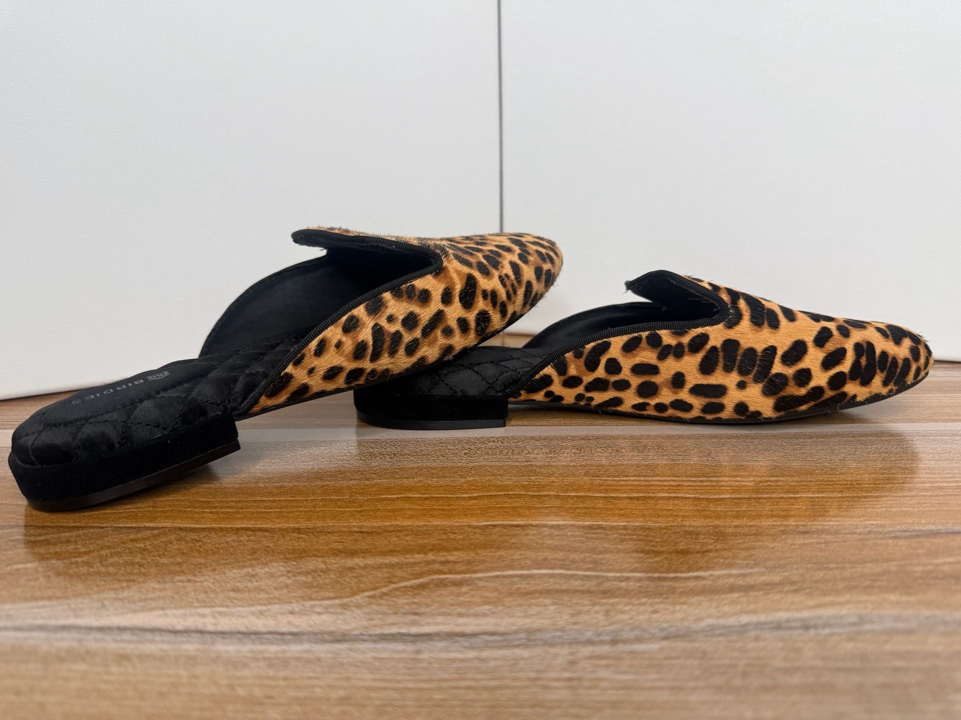 Birdies Slippers Leopard Print Calf Hair Mule Shoes 8