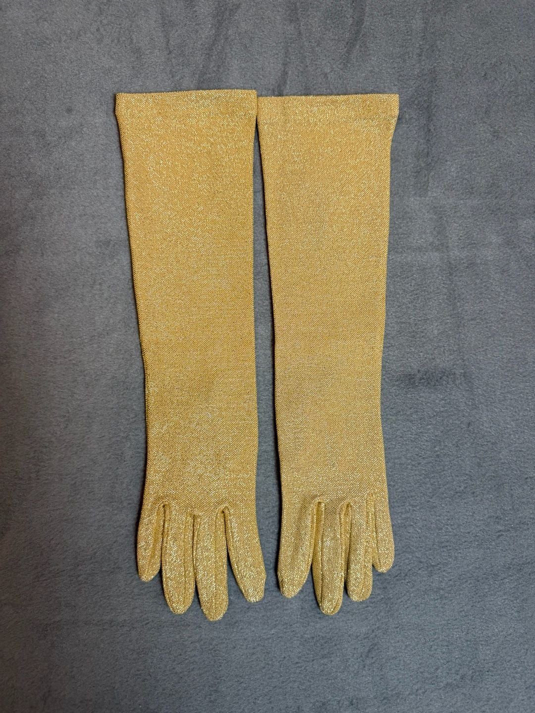 Vintage Metallic Gold Sparkle Long Opera Gloves 1