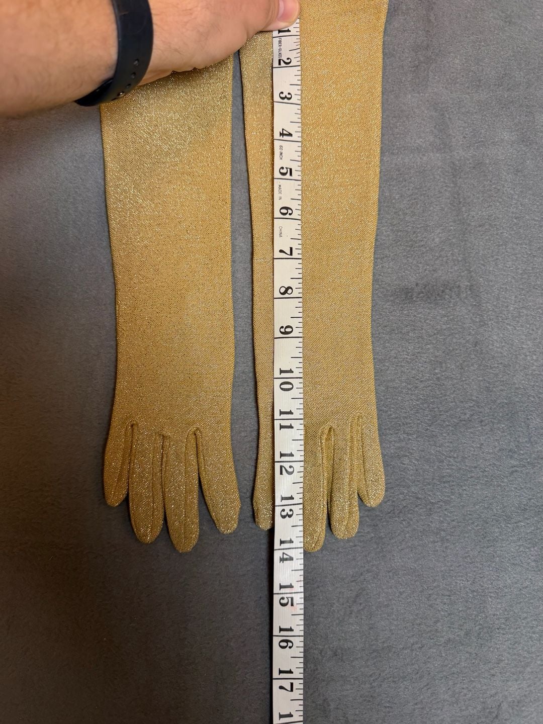 Vintage Metallic Gold Sparkle Long Opera Gloves 2