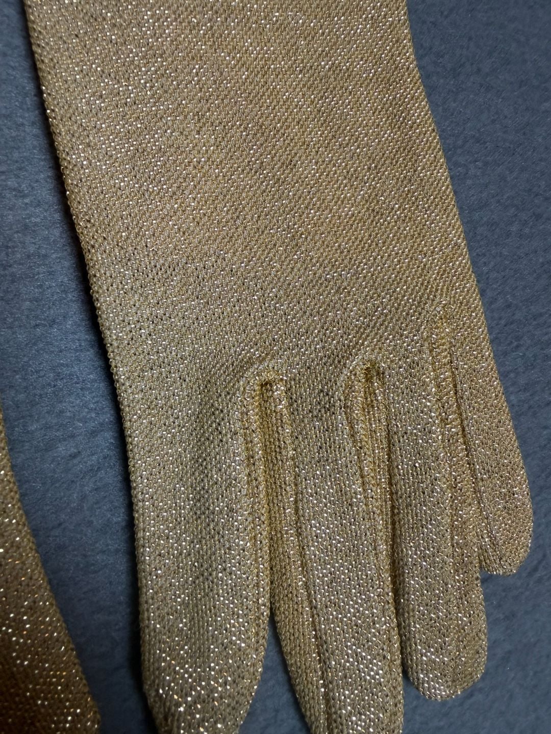 Vintage Metallic Gold Sparkle Long Opera Gloves 3