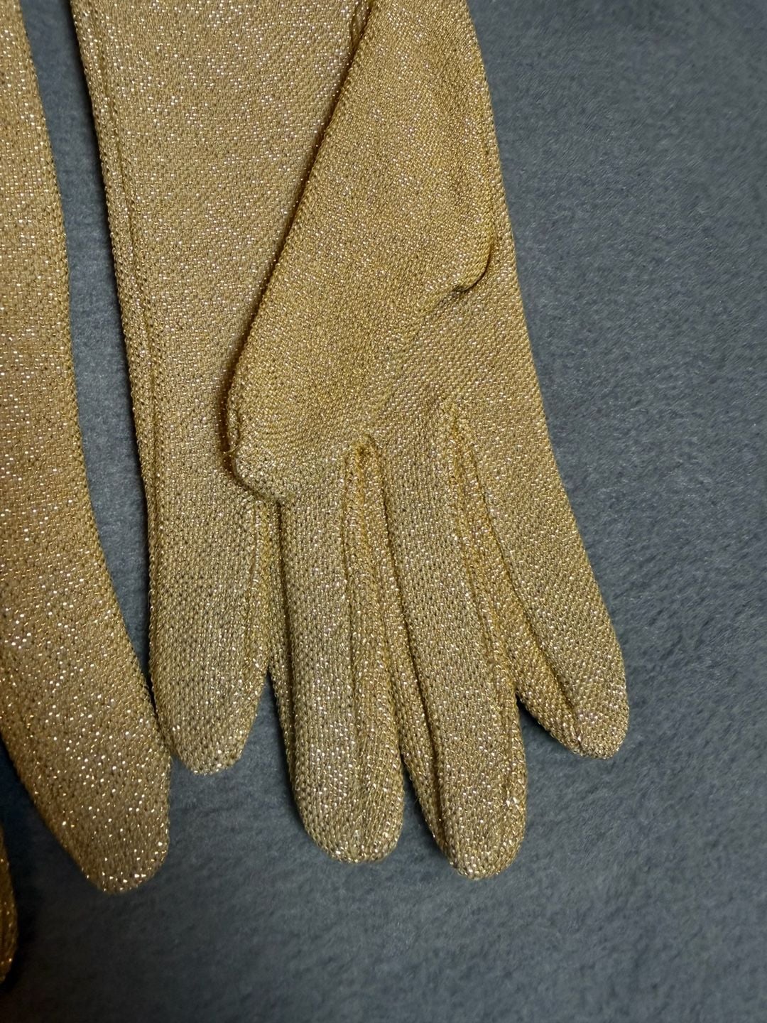 Vintage Metallic Gold Sparkle Long Opera Gloves 5