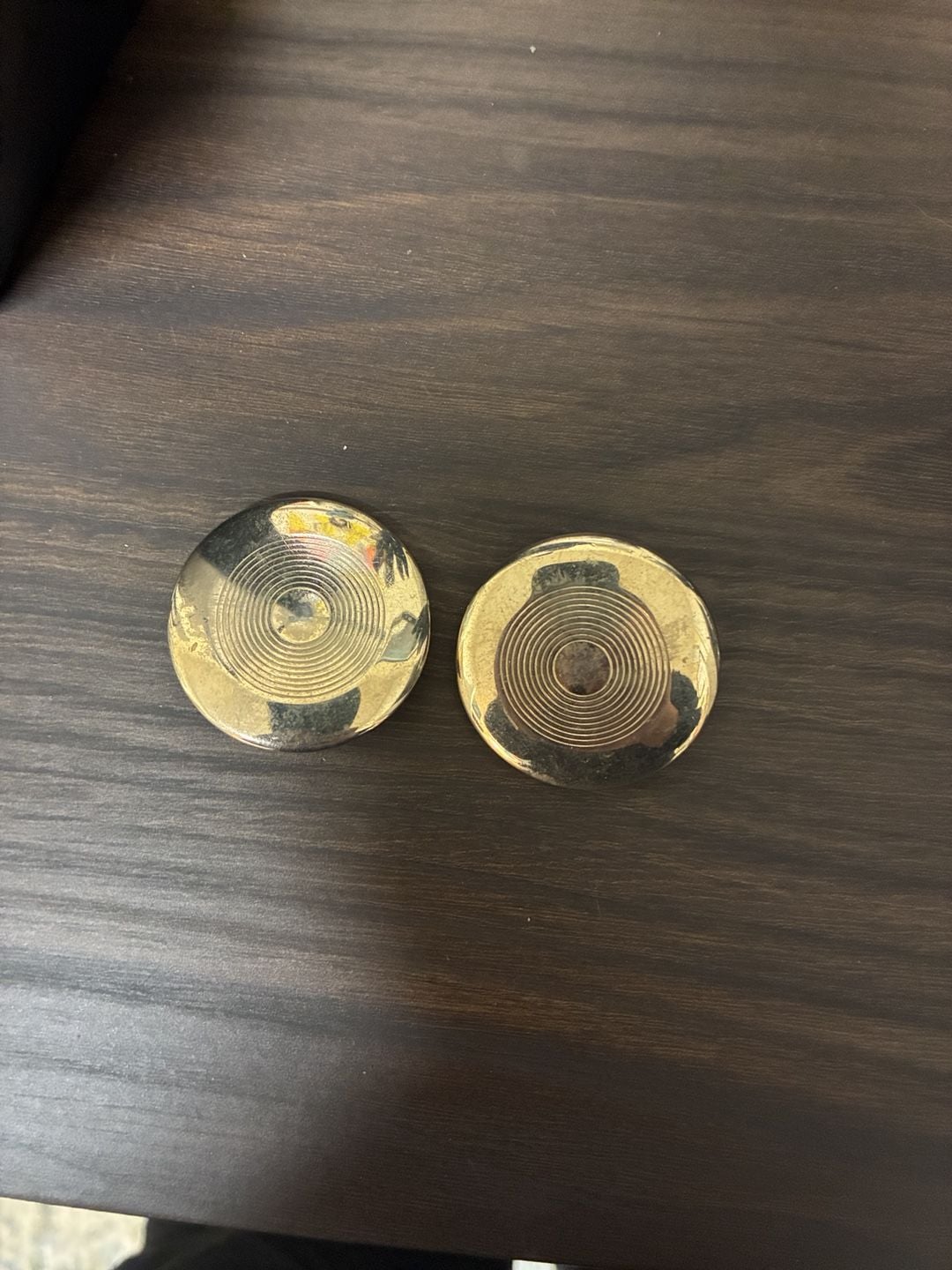 Vintage Gold Tone Concentric Circles Clip On Earrings 5