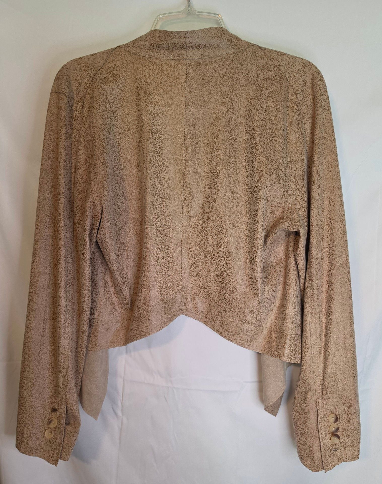 Lysse Faux Suede Jacket Size L Camel Brown Drape Open 4