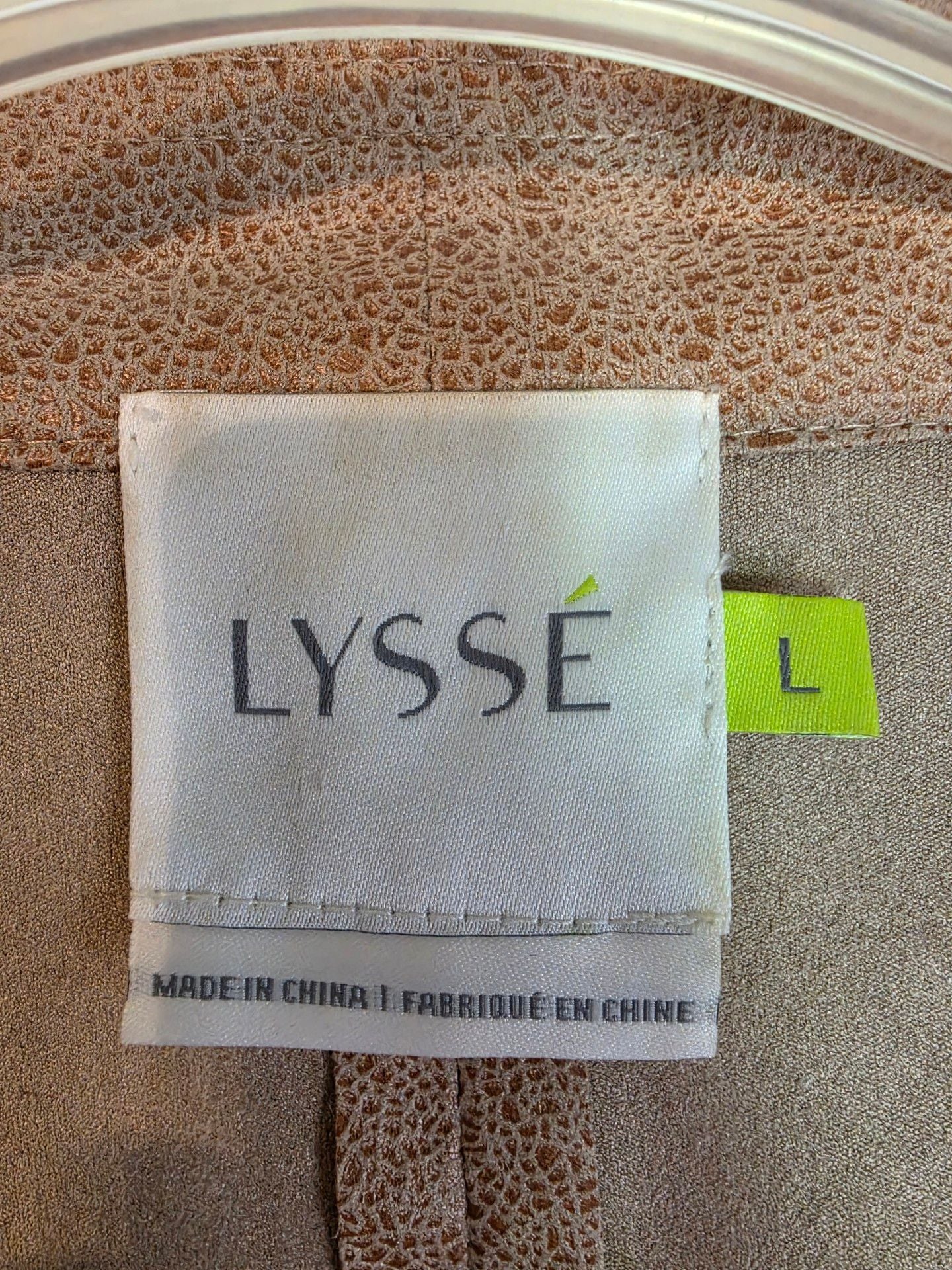 Lysse Faux Suede Jacket Size L Camel Brown Drape Open 5