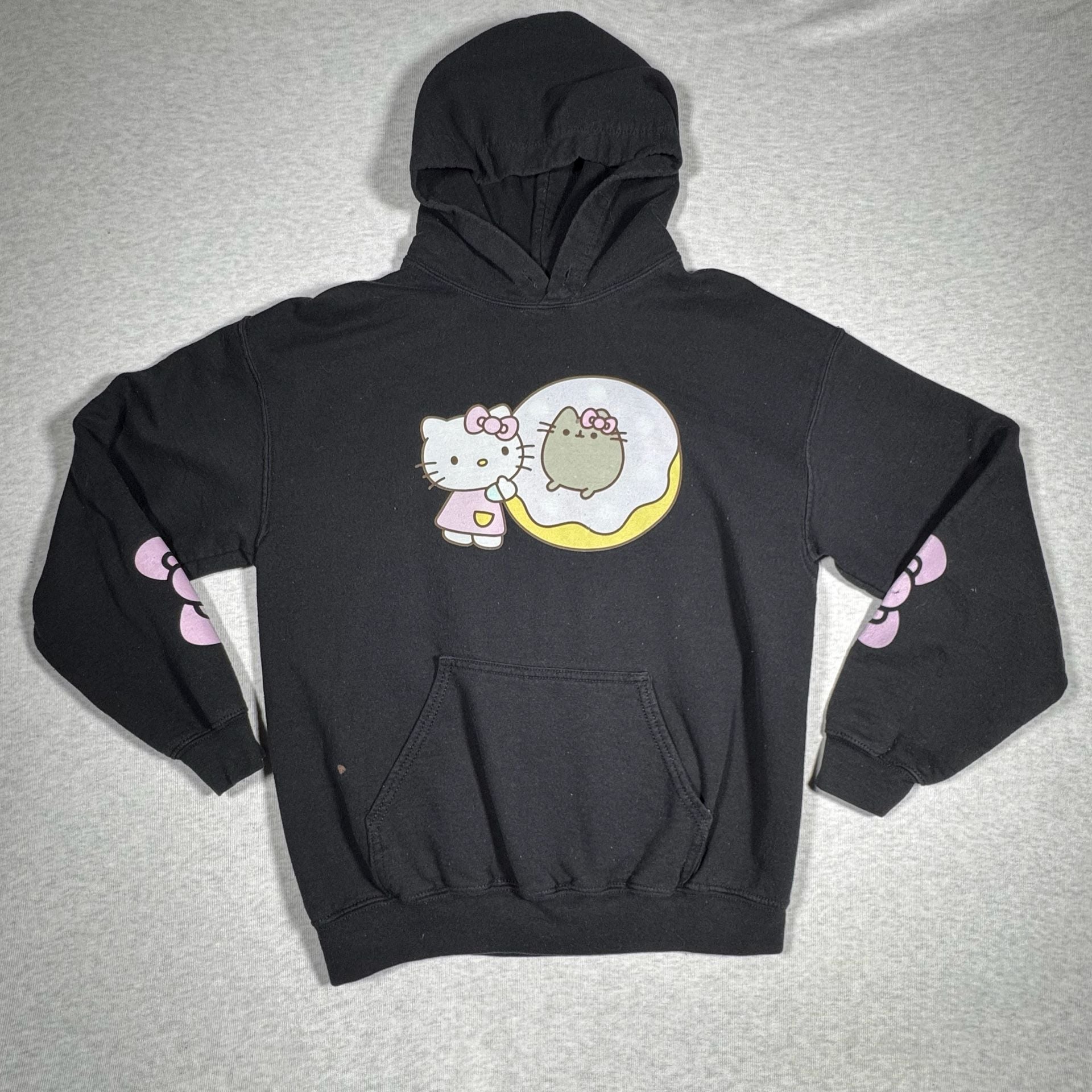 Hello Kitty x Pusheen Black Hoodie Sweatshirt Graphic Donut 2