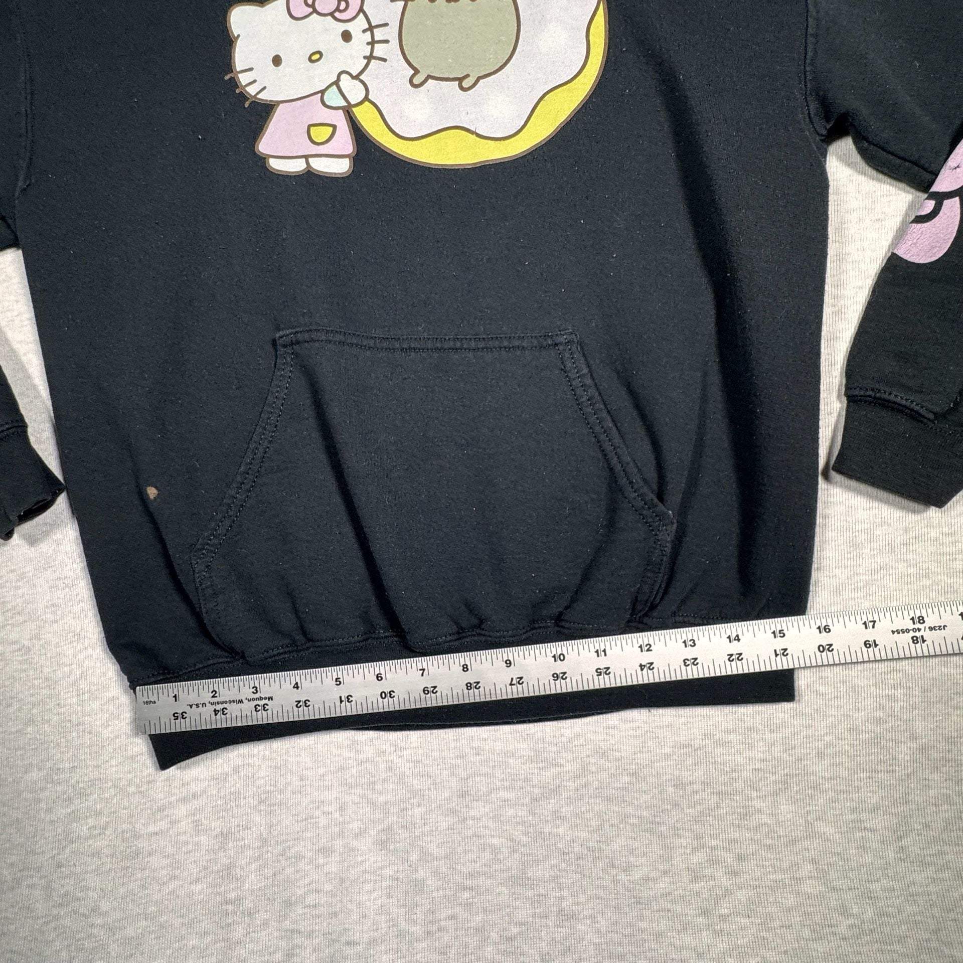 Hello Kitty x Pusheen Black Hoodie Sweatshirt Graphic Donut 3