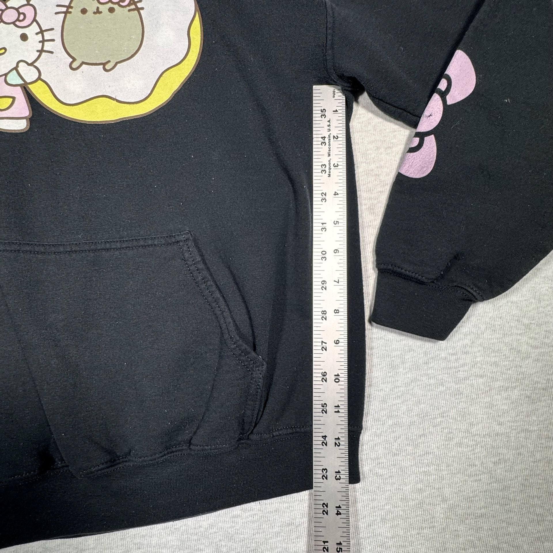 Hello Kitty x Pusheen Black Hoodie Sweatshirt Graphic Donut 6