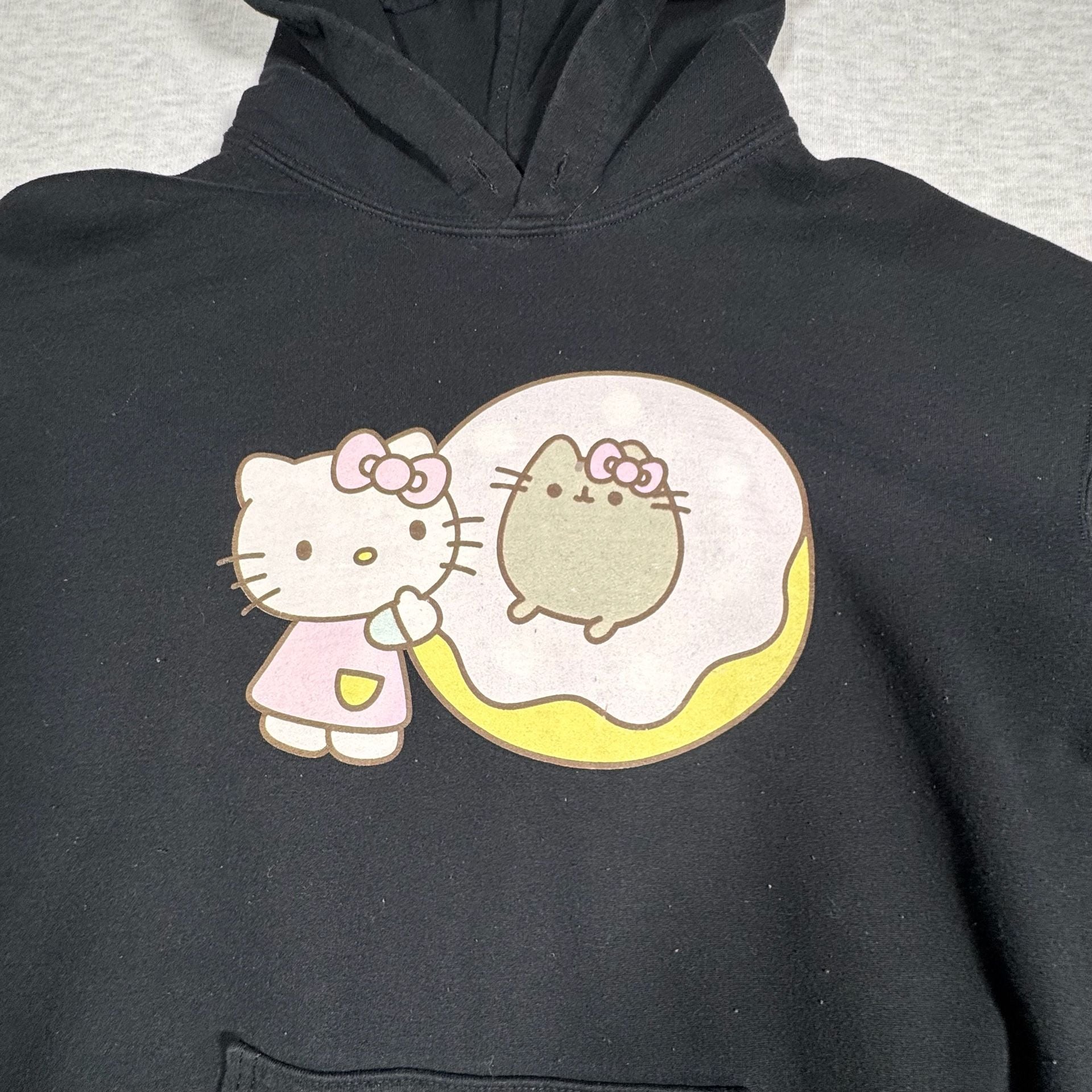 Hello Kitty x Pusheen Black Hoodie Sweatshirt Graphic Donut 7