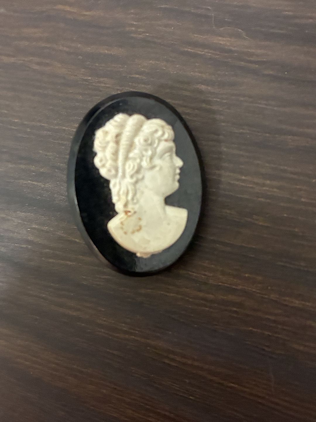 Vintage Black and White Cameo Brooch and Collar Pin Set 4