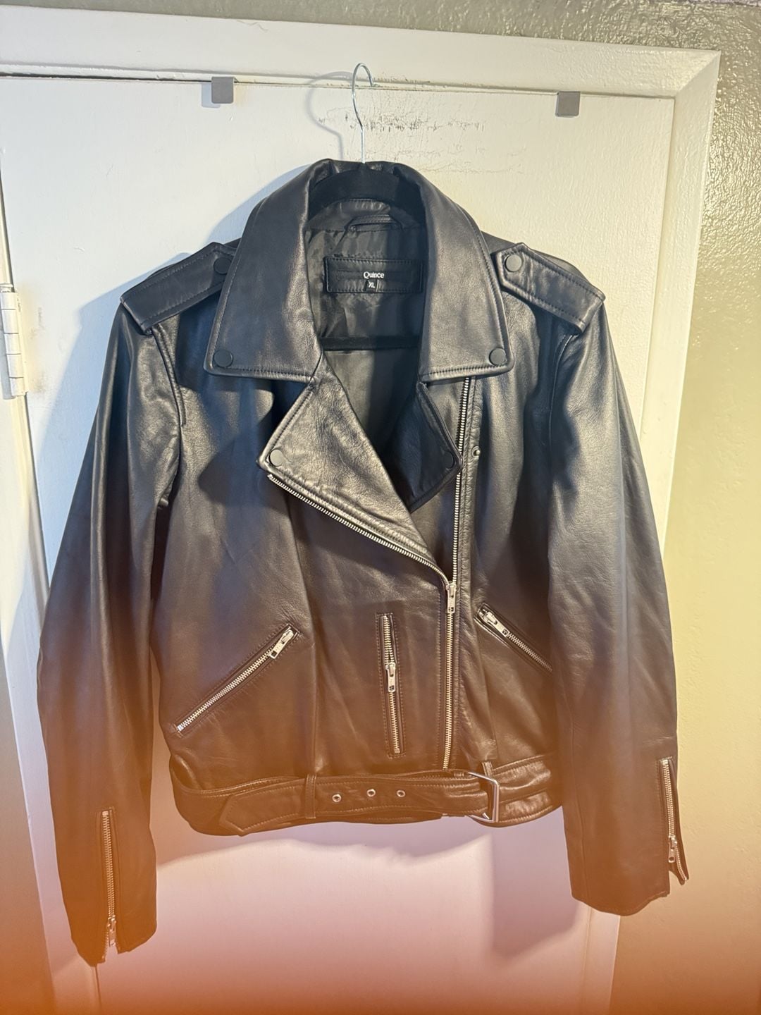 Quince Leather Moto Jacket Size XL Black Biker Motorcycle 2