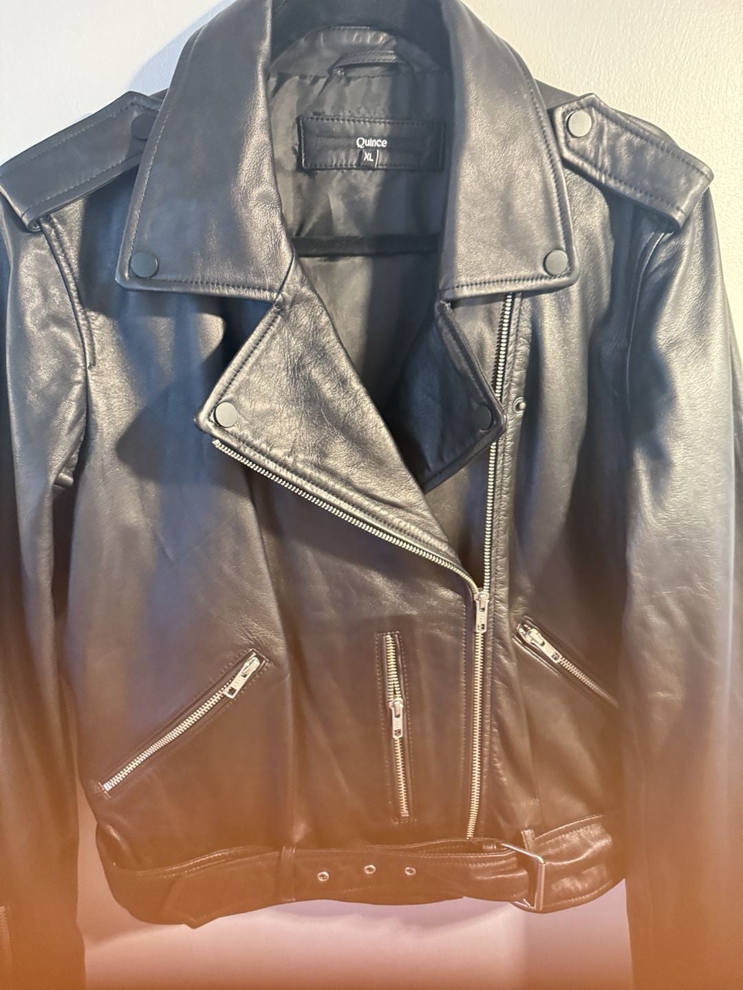 Quince Leather Moto Jacket Size XL Black Biker Motorcycle 3