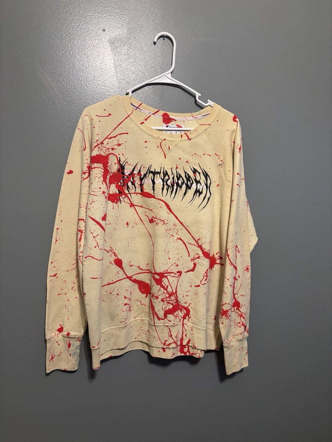 Champion Daytripper Spit In My Mouth Sweatshirt XL Cream Graphic 2