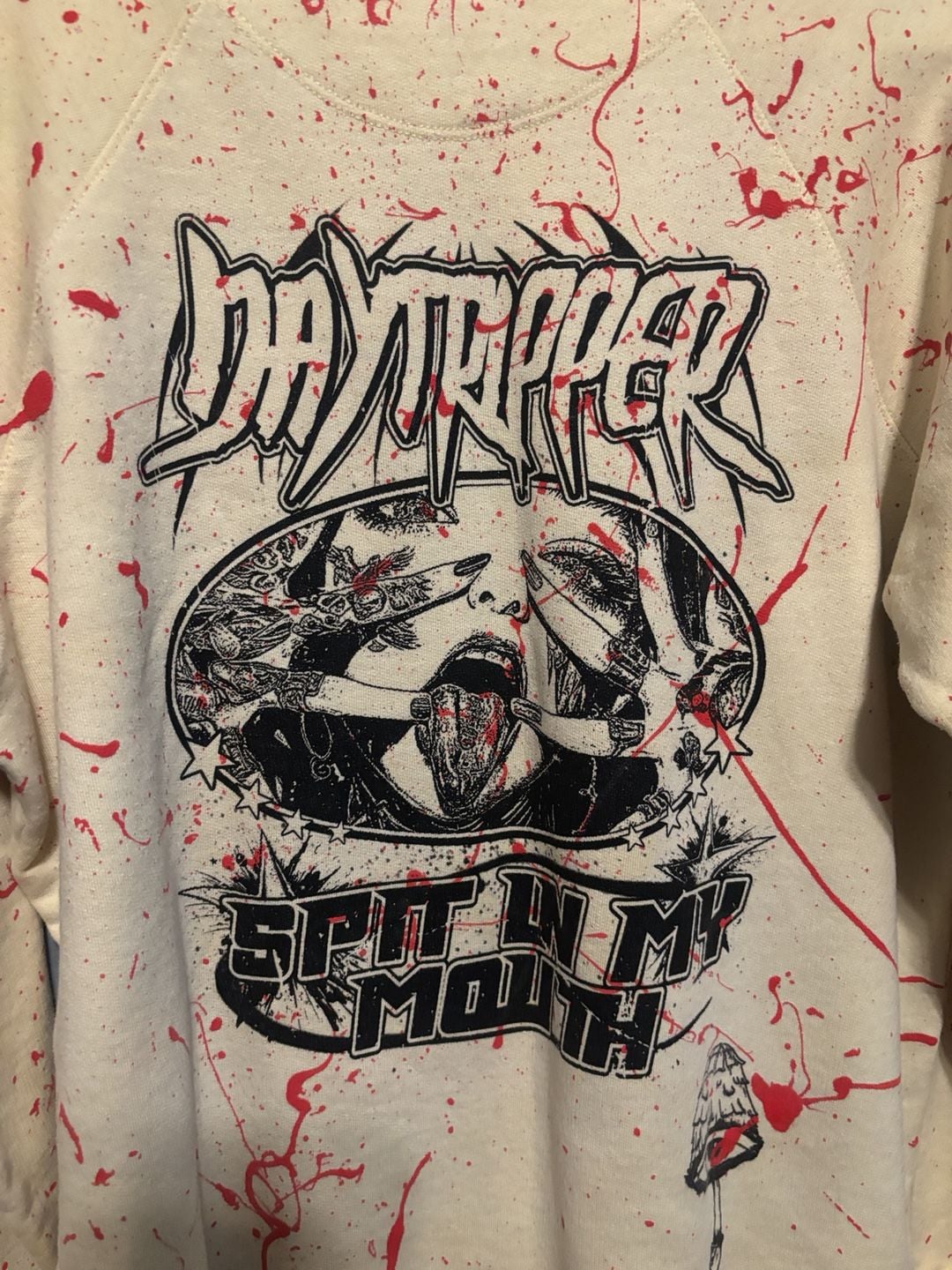 Champion Daytripper Spit In My Mouth Sweatshirt XL Cream Graphic 4