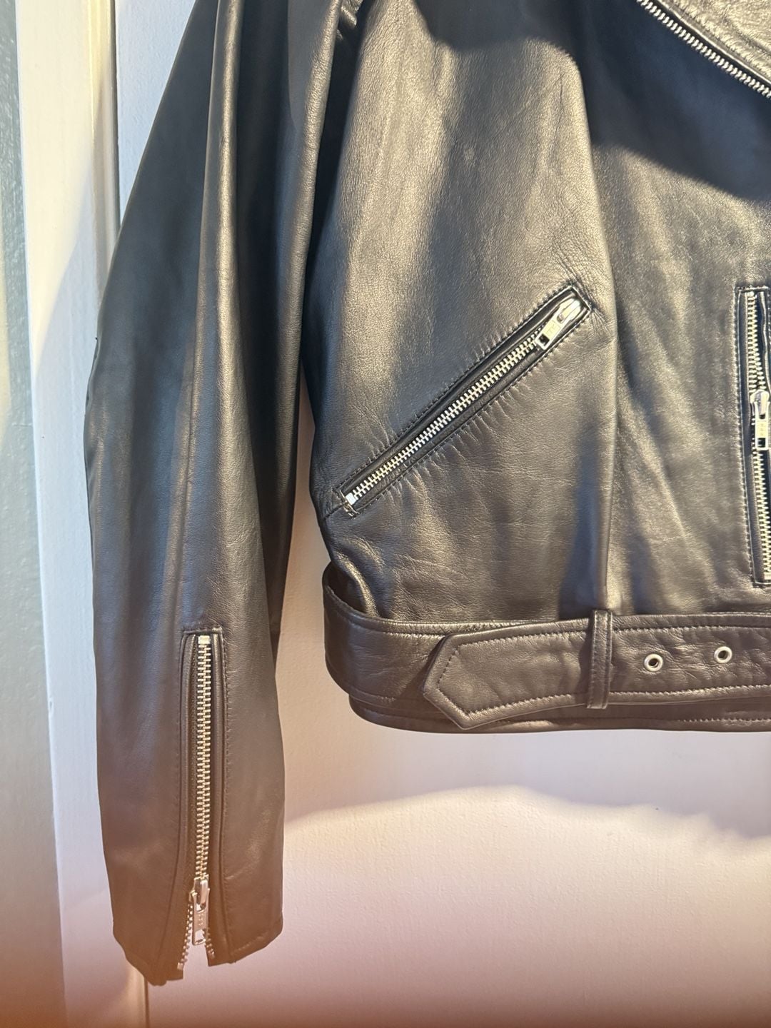 Quince Leather Moto Jacket Size XL Black Biker Motorcycle 5