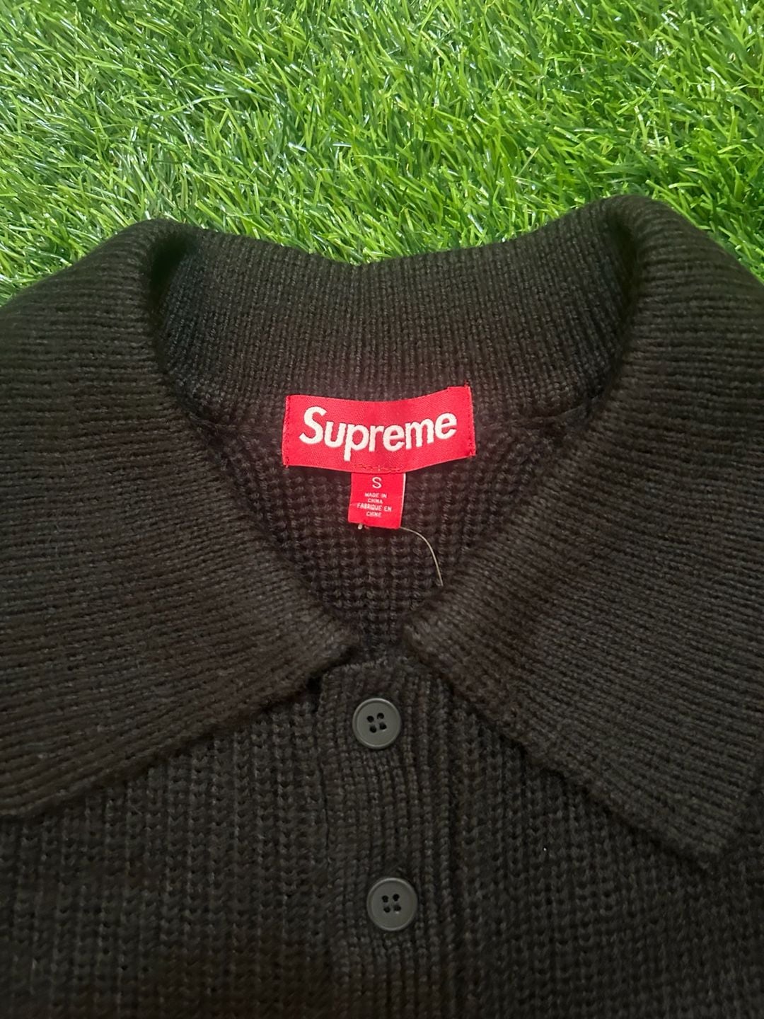 Supreme Knit Polo Sweater Size S Black Small Box Logo 4