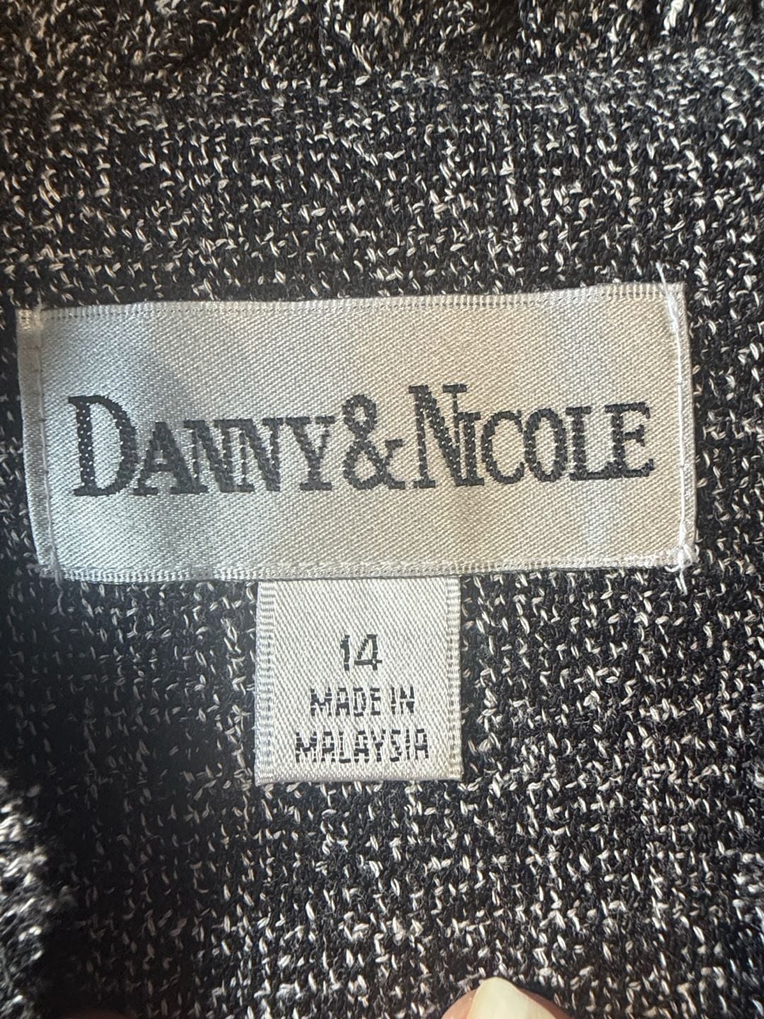 Danny & Nicole Jacket Size 14 Black White Tweed Open Front Ruffle Trim 8