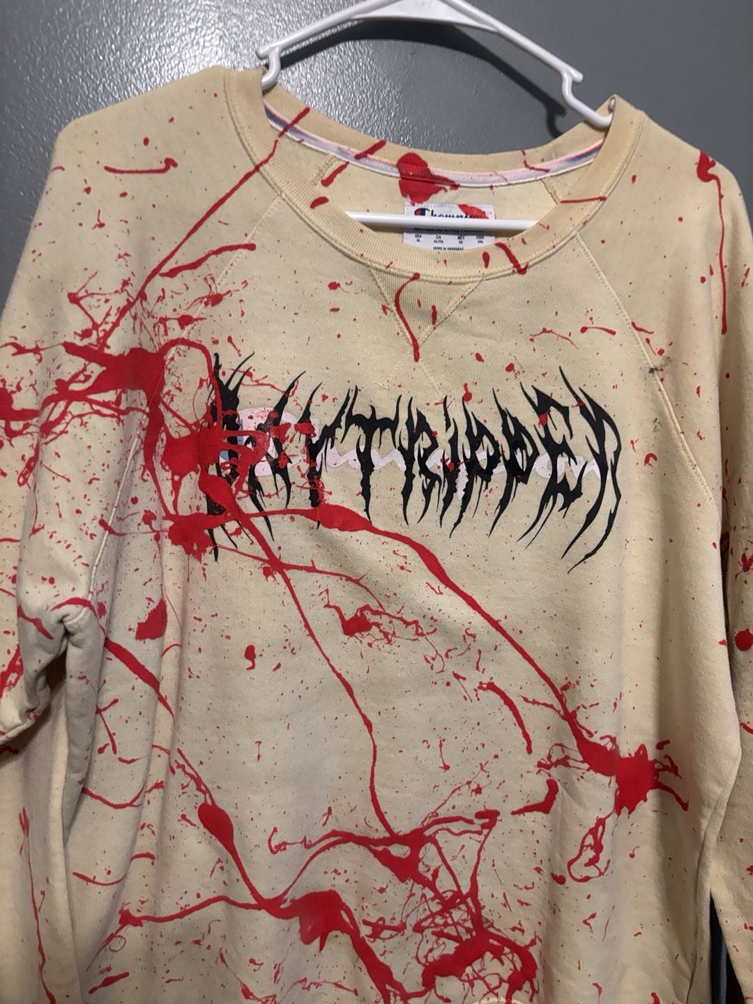 Champion Daytripper Spit In My Mouth Sweatshirt XL Cream Graphic 8