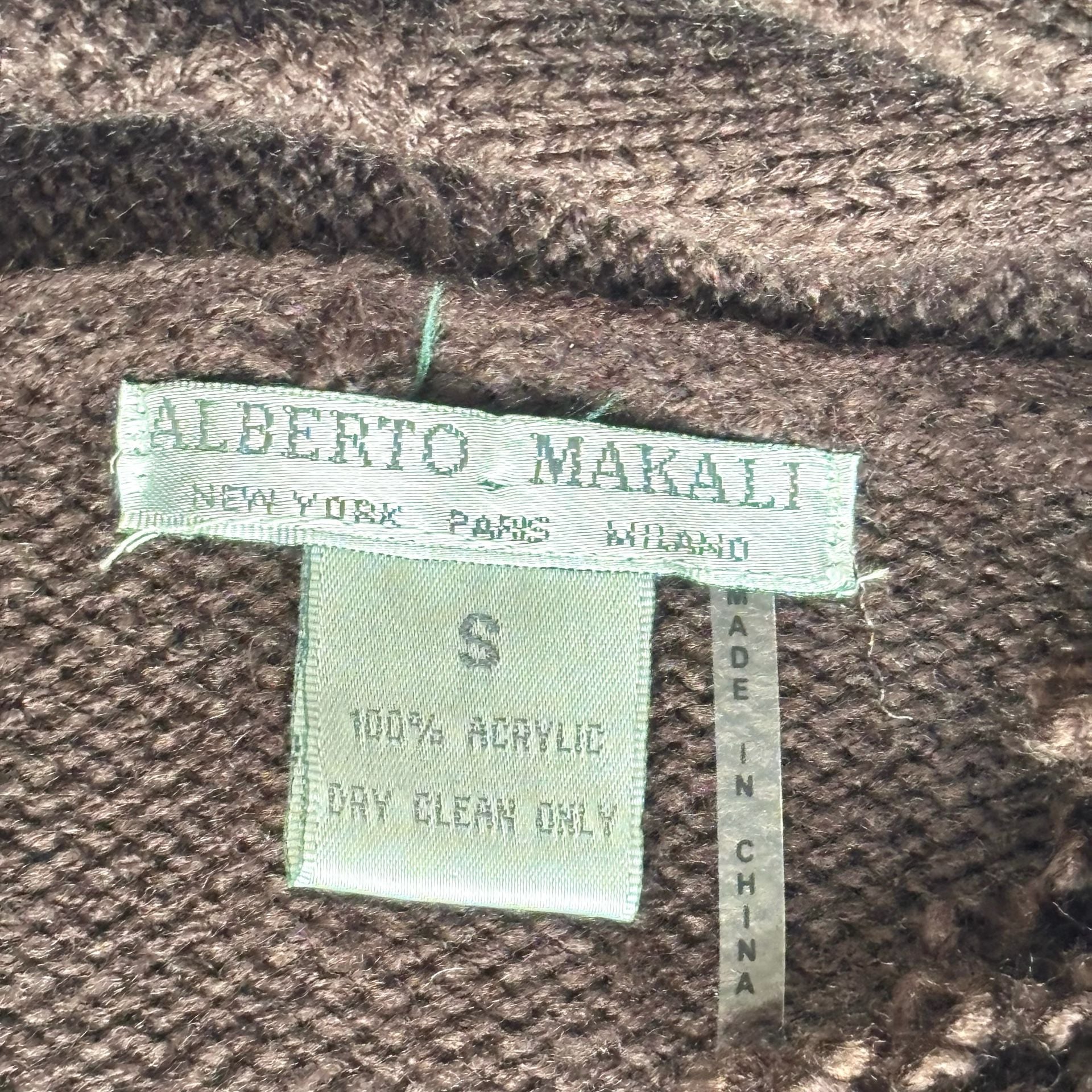 Alberto Makali Cardigan Sweater Size S Brown Ruffle Open Front 3