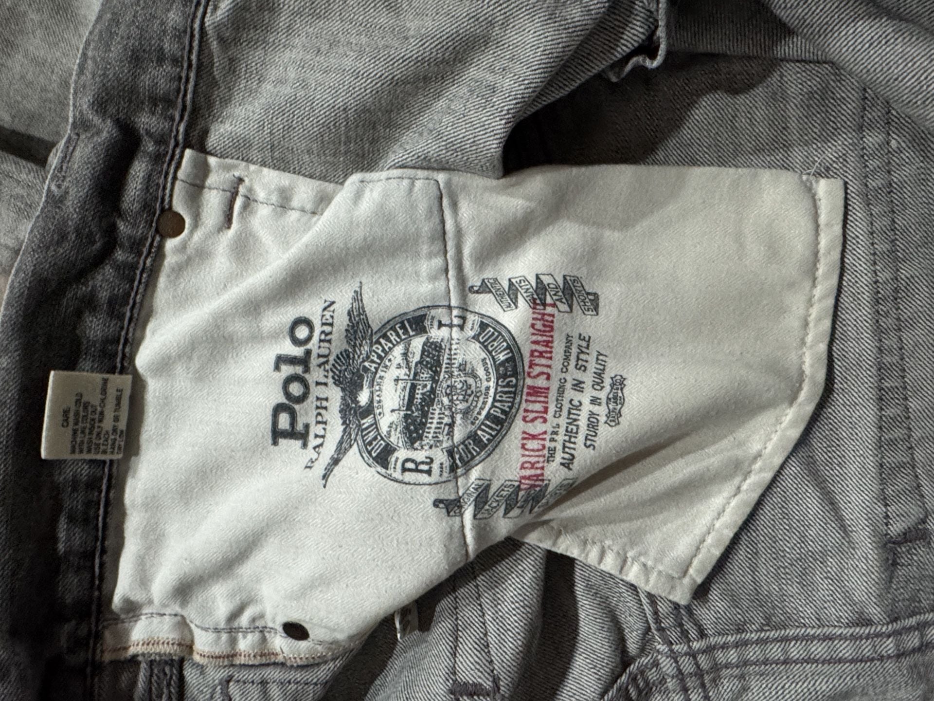 Polo Ralph Lauren Varick Slim Straight Jeans 38x30 Gray 7