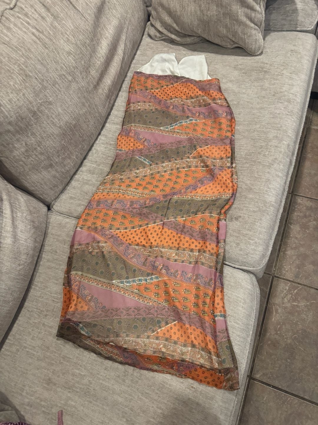 Boho Style Maxi Dress Size S 100% Silk Halter 6