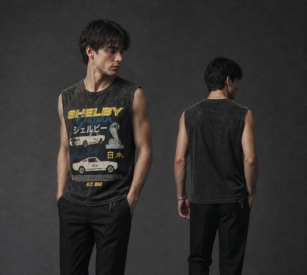 Shelby GT350 Japan Acid Wash Tank Top Size L Black 3